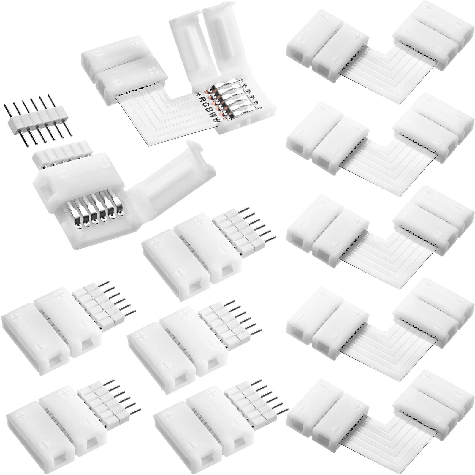 12 Pieces 6 Pins Led Strip Connectors Set L Shape Led Strip Light Connectors 12 Mm Solderless Connector For 6 Pin Led Strip
