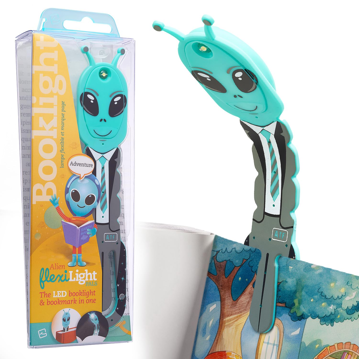 Gifts for Readers & Writers Clip-On LED Reading Light | Battery Operated | Alien Teal | Model FL | Book Accessories for All Ages