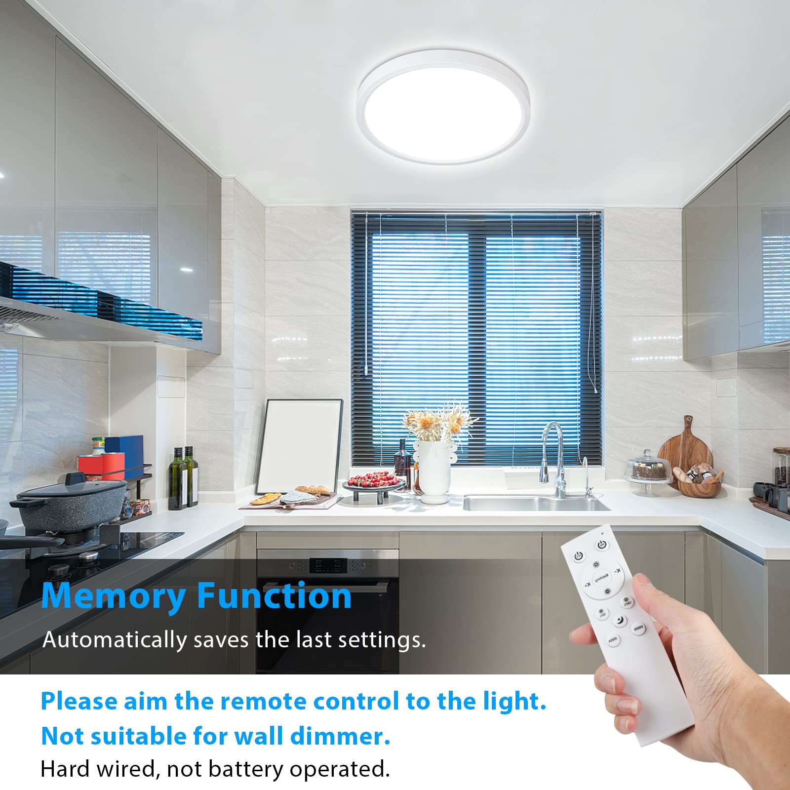 Unicozin Dimmable Ceiling Light With Remote Control, 8.7Inch 18W 3000K-6000K Light Color Adjustable, Round Led Flush Mount Ceili