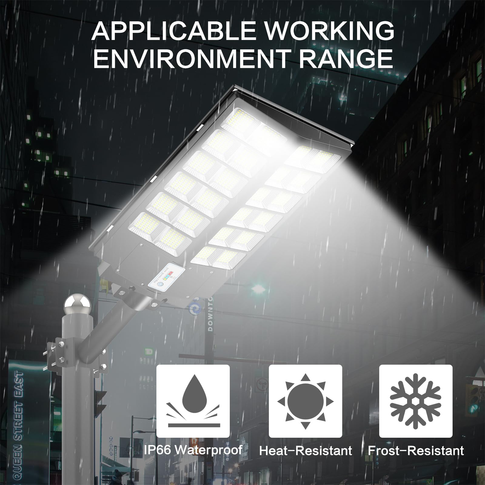 Deepn 4200W Solar Street Lights - 450000 Lumens, Waterproof LED with Motion Sensor, Remote Control, Black, Model BC1501
