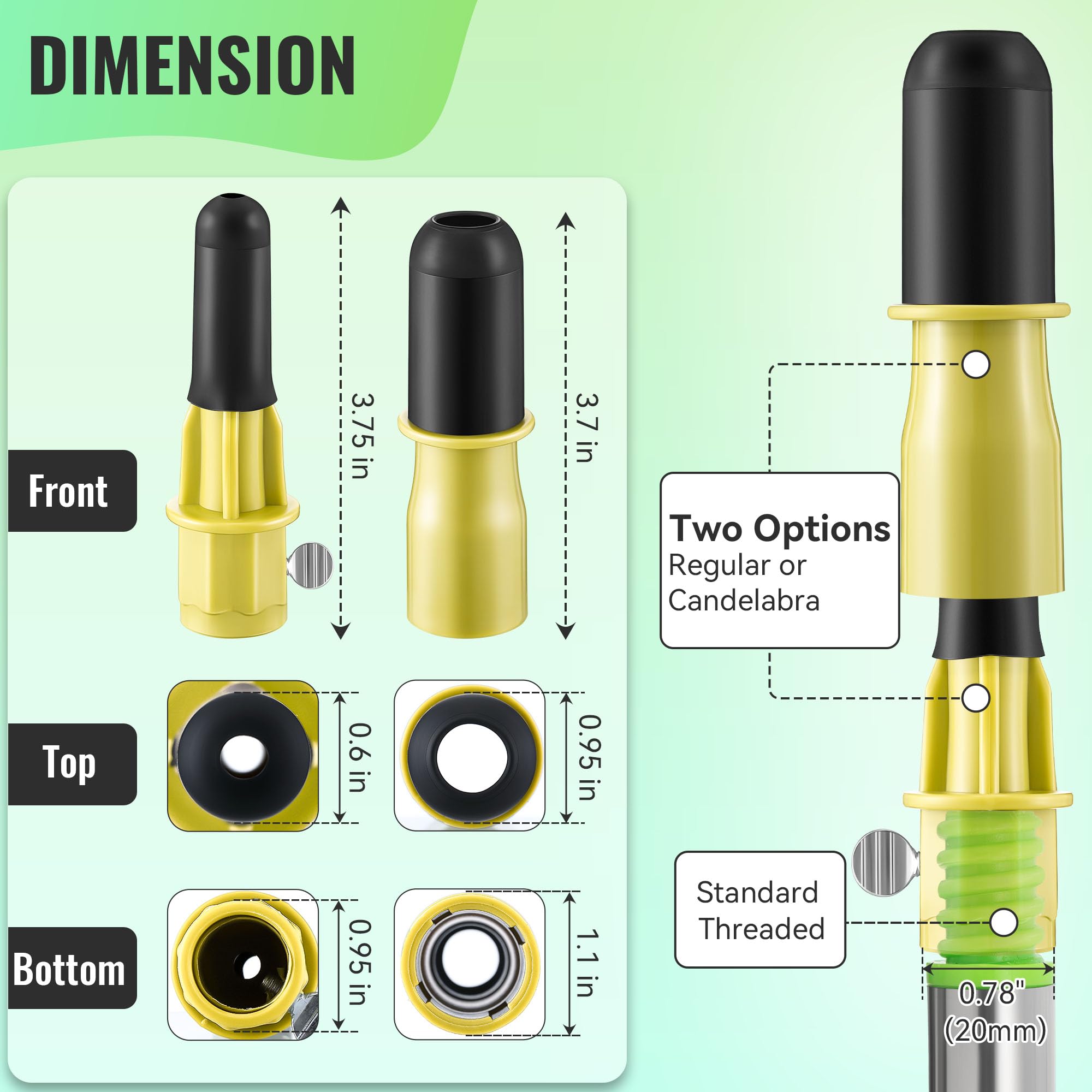 Dreyoo 4 Pieces Set Light Bulb Changer  Suction Cup And Cage Changer For Incandescent  Floodlight  Broken Bulb And Recessed Lights  Compatible With Standard Extension Pole  Pole Not Included (Yellow)