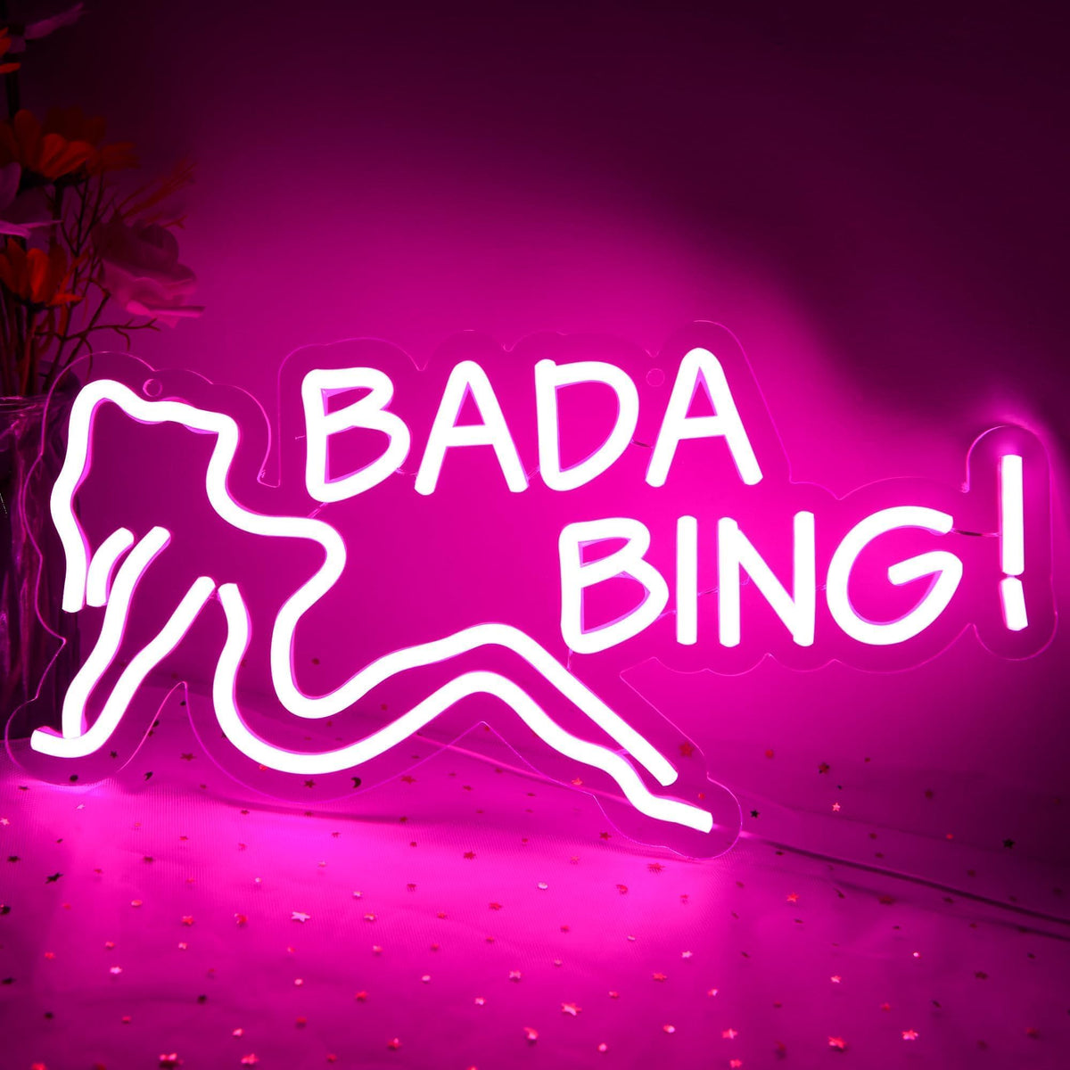 ATTNEON Pink Bada Girls Neon Sign,Bada LED Neon Light,Bada Light up Sign for Man Cave,Bar,Beer,Pub,Dance Studio,Game Room,Party,Size16.1 * 8.3 inch(JTD042)
