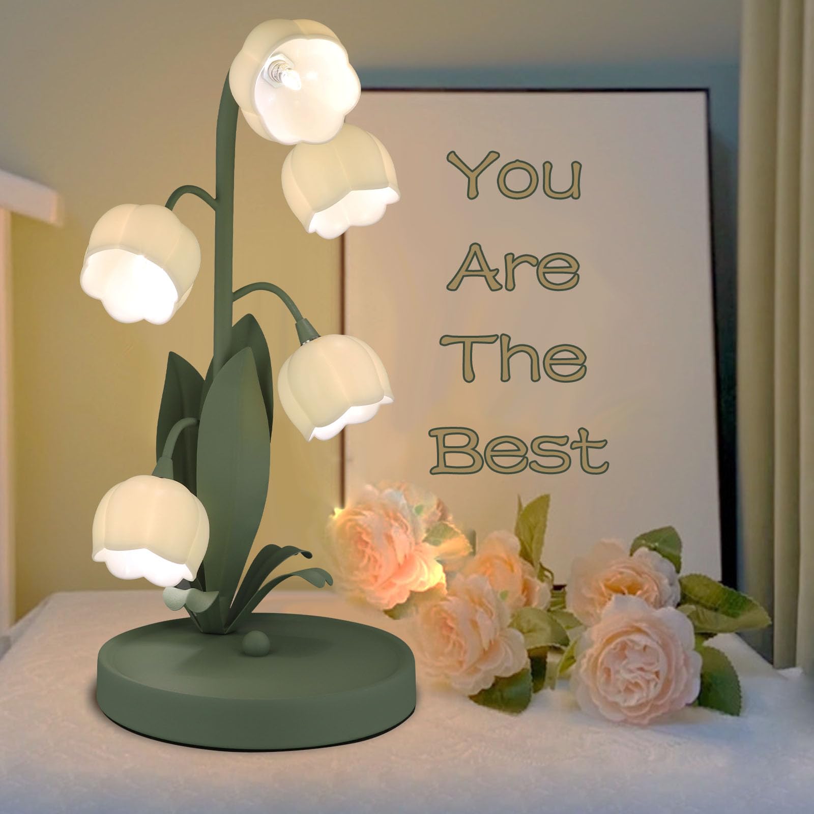 Guiguzhj Flower Table Lamp, 3 Level Brightness Vintage Flower Reading Light With E26 Bulb, Cute Desk Lamp Bedside Lamps Lily Lam