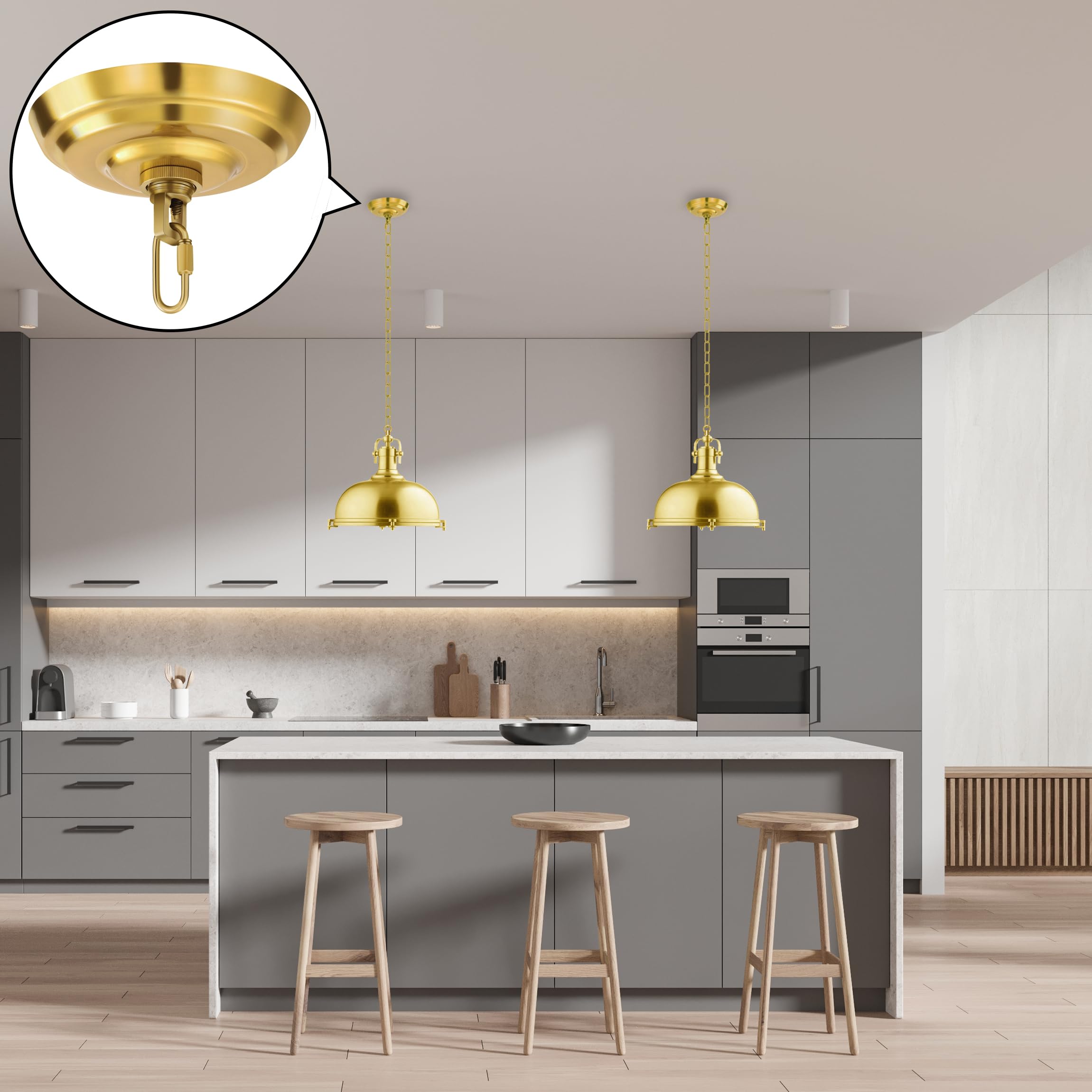 Mayomajo 2 Pack Of 5-5/16 Inches Light Canopy Kit  Heavy Duty Replacement Cover Plate With Mounting Hardware For Chandelier  Pendant Lighting & Swag Light (Brass  5-5/16 Inch Canopy)