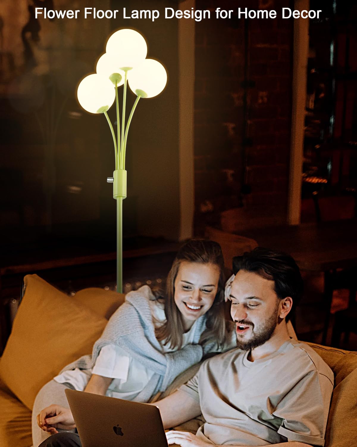 Lightdot 67In Dimmable Globe Floor Lamp 4-Lights Green Standing Lamps With 4Pcs 3000K G9 Bulbs Soft Warm White Mid Century Moder