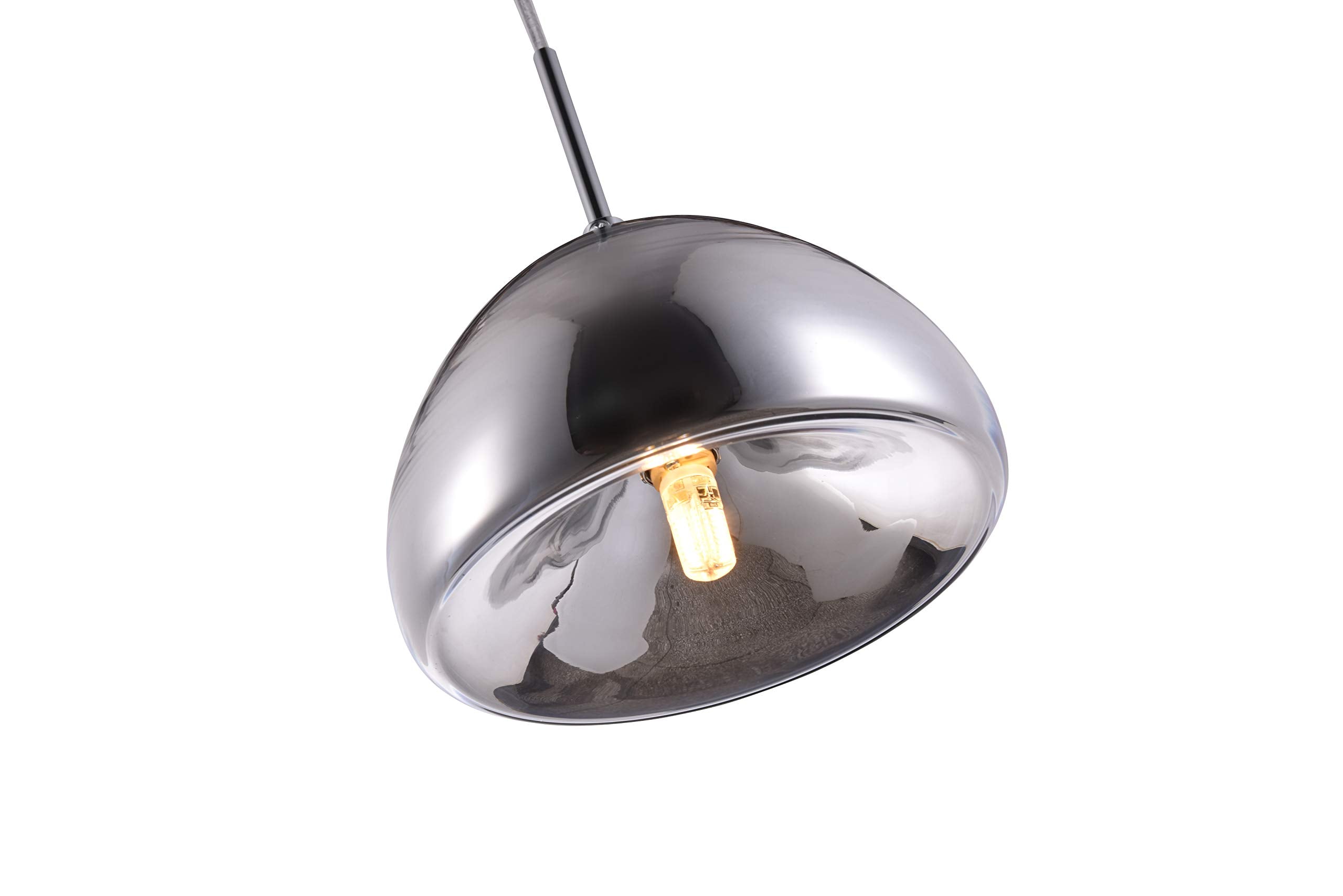 Living District Chrome Finish Pendant Light, Reflection Collection, 7In Diameter, 5In Height