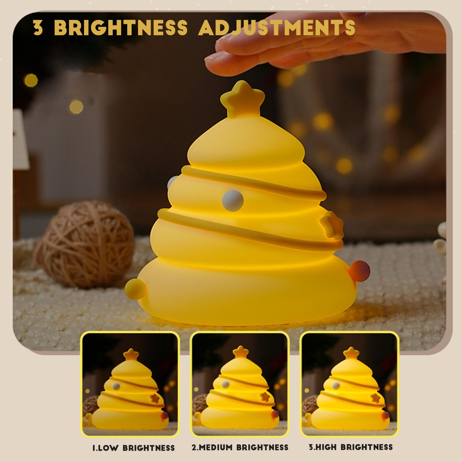 Happybag Christmas Tree Silicone Night Light Led Squishy Nursery Toddler Rechargeable Night Light,Cute Stuff Gift For Baby,Kids,
