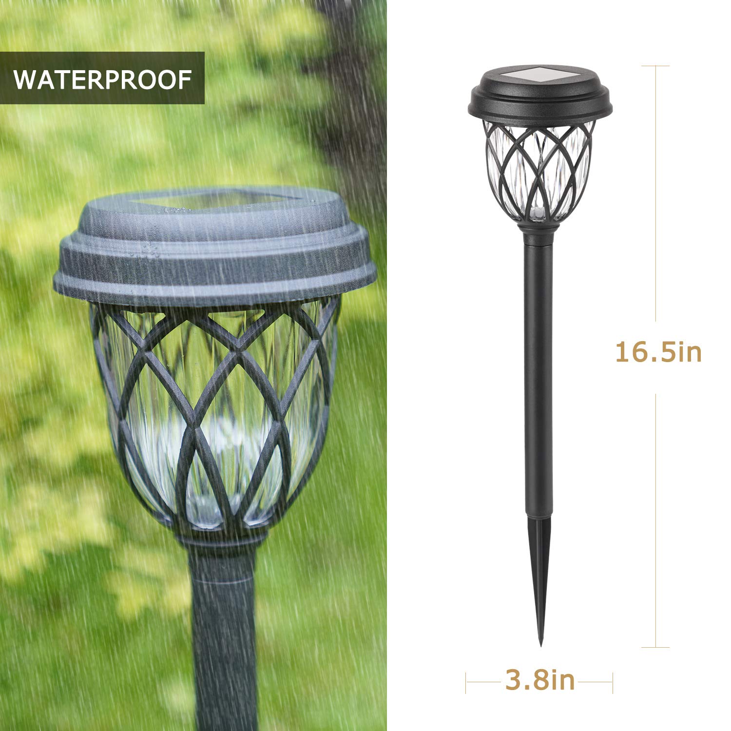 Excmark 10 Pack Solar Lights - Outdoor Garden Pathway Lights, Cool White, Plastic For Walkways, Sidewalks, And Driveways
