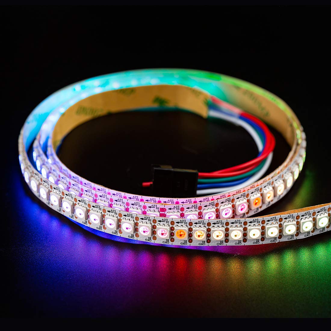 BTF-LIGHTING WS2815 LED Flexible Strip Light 3.2ft 144 Pixels White PCB DC12V IP30 Non-Waterproof