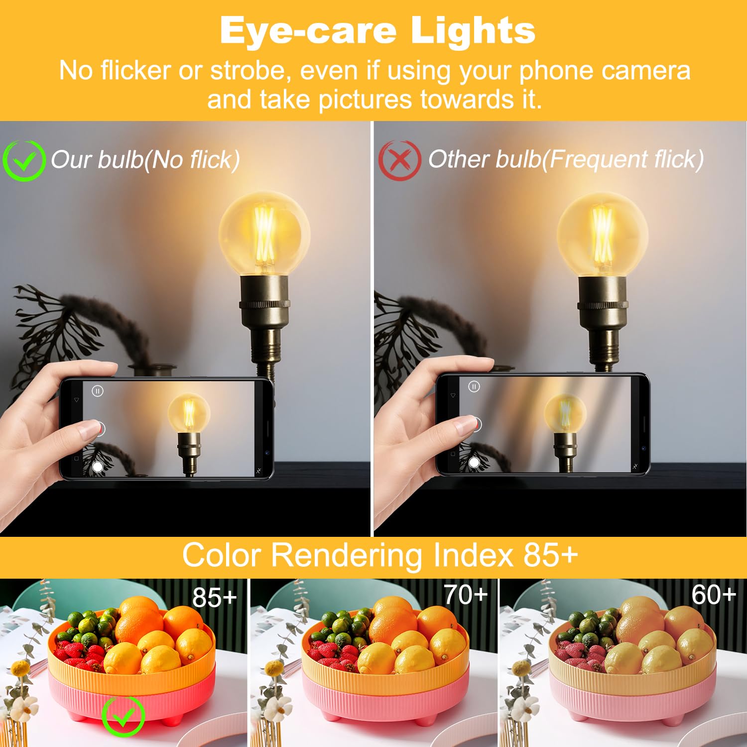 Brimax 10 Pack G16.5 Led Light Bulbs 40 Watt, E26 Dimmable Small Globe Led Bulbs 4 Watt Edison Bulb 2700K Warm White,Ac120V,Flic