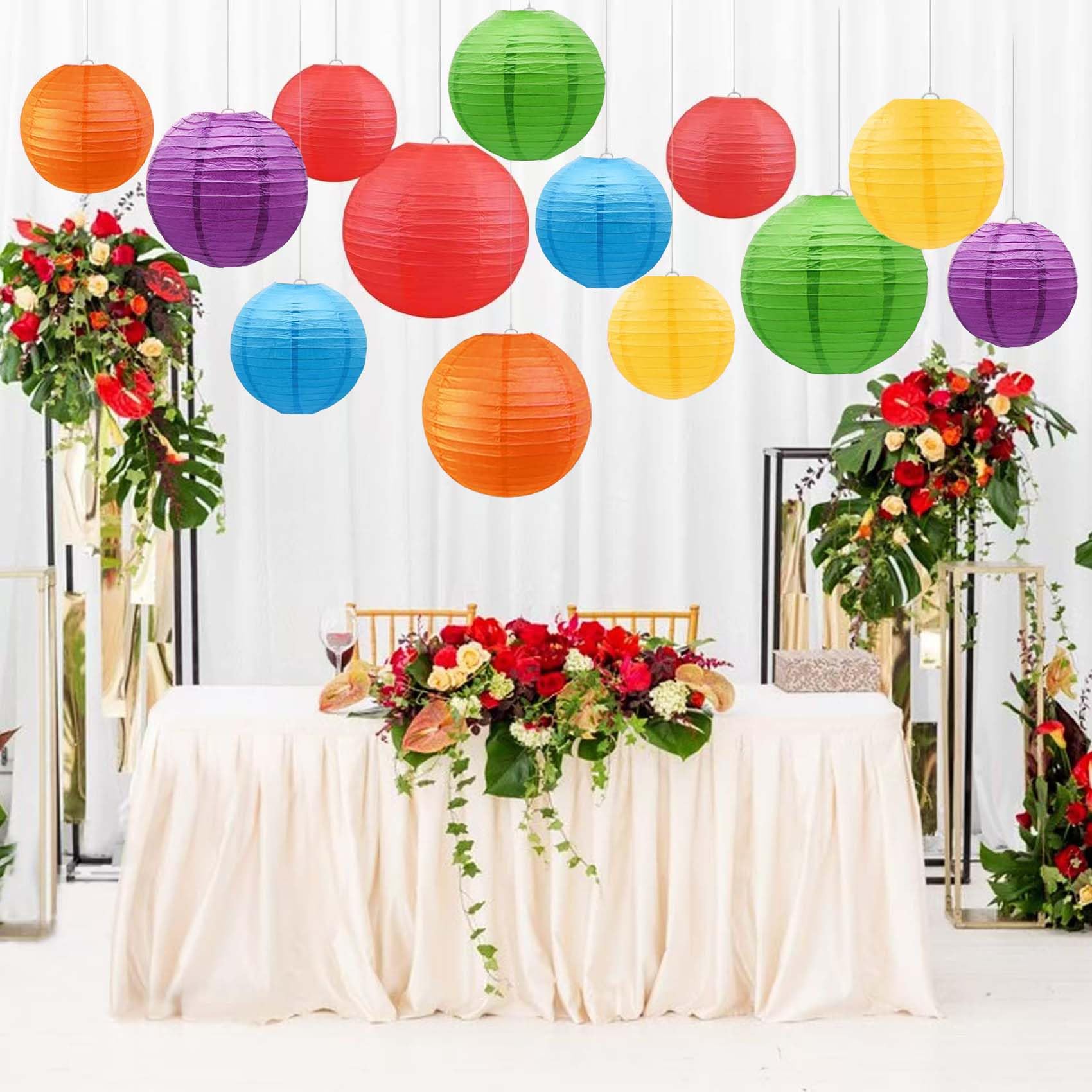Brzikwt Rainbow Paper Lanterns 12Pcs Hanging Chinese Lanterns For Wedding Birthday Christmas Baby Shower Graduation Anniversary