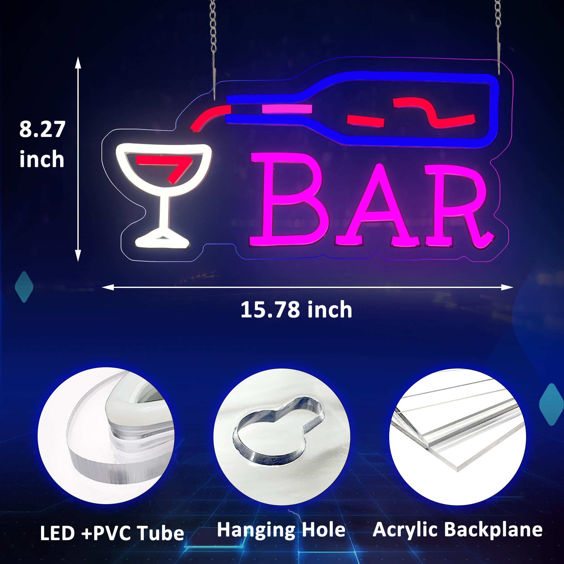 Neon Bar Signs, Led Bar Lights Neon Signs For Man Cave Decor, Usb Powered Cocktail Neon Lights With Switch, Neon Beer Signs For Home Bar, Store, Club, Bistro, Party