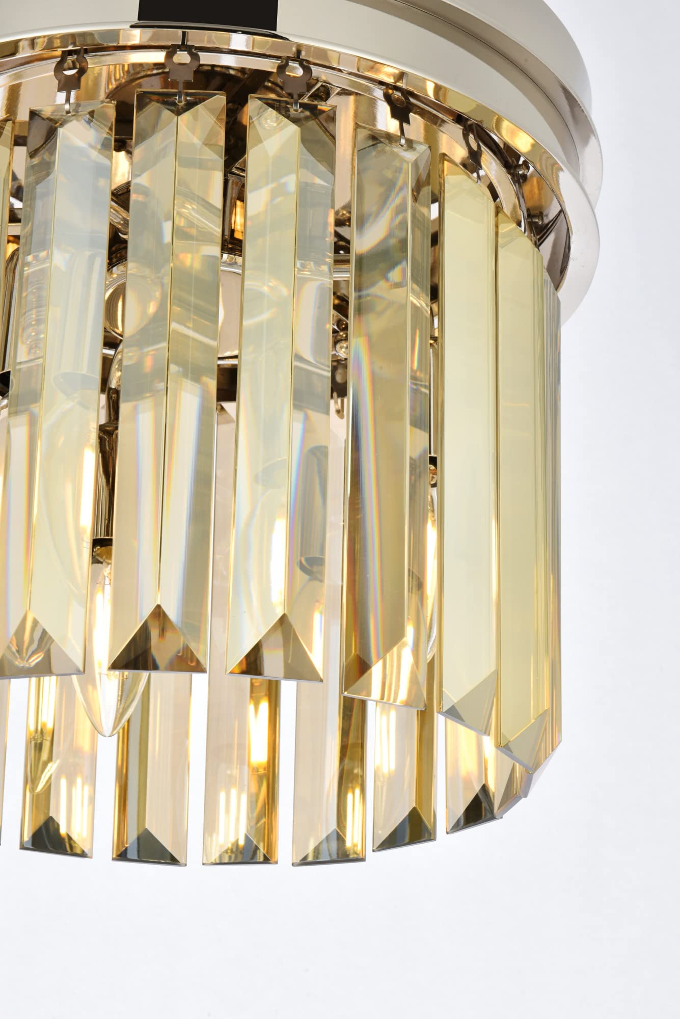 Elegant Lighting Sydney 3-Light Flush Mount, Black Metal, Royal Cut Design