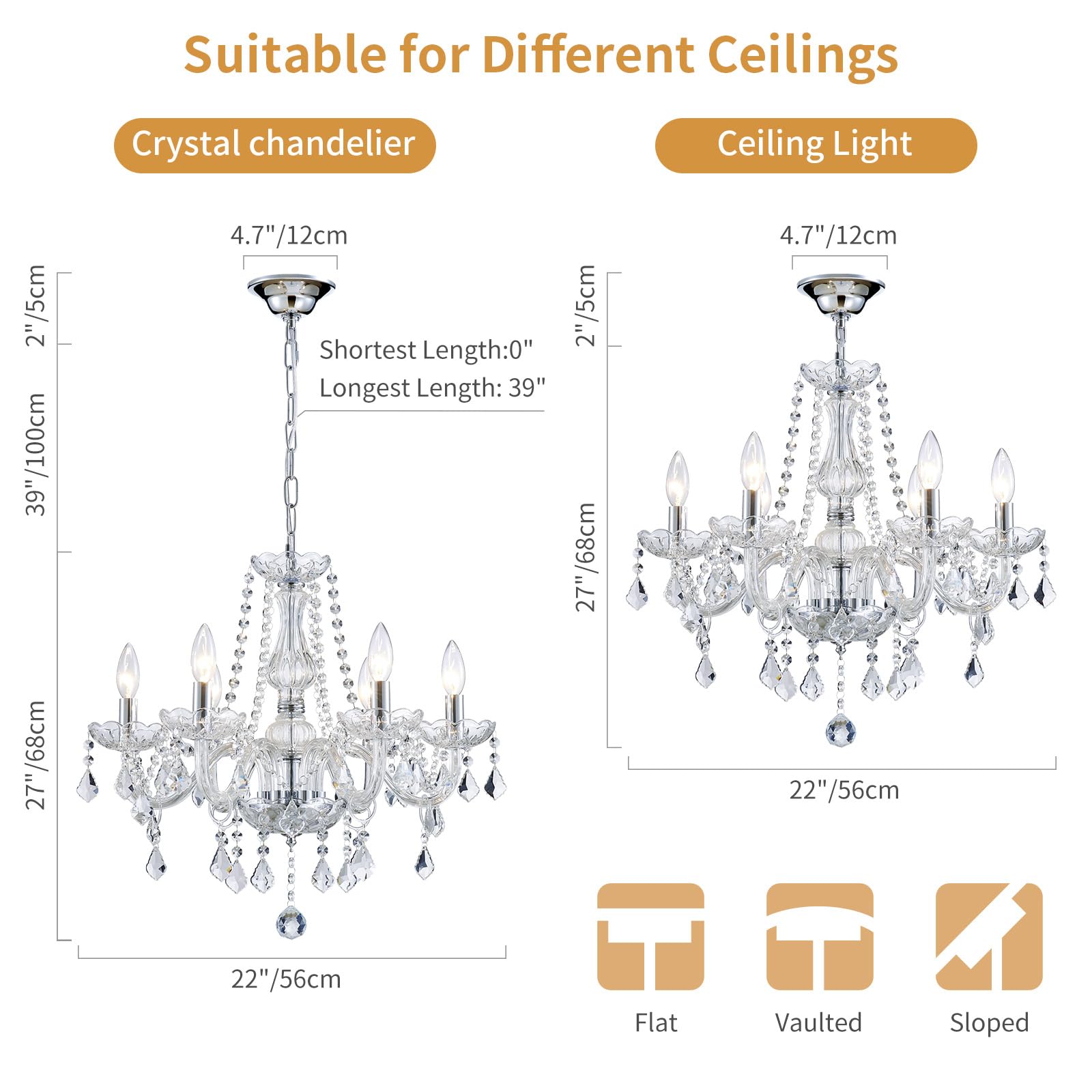 Small Crystal Chandelier, Mini Modern K9 Crystal Chandelier Dining Room Light Fixture, Crystal Pendant Ceiling Light For Bedroom