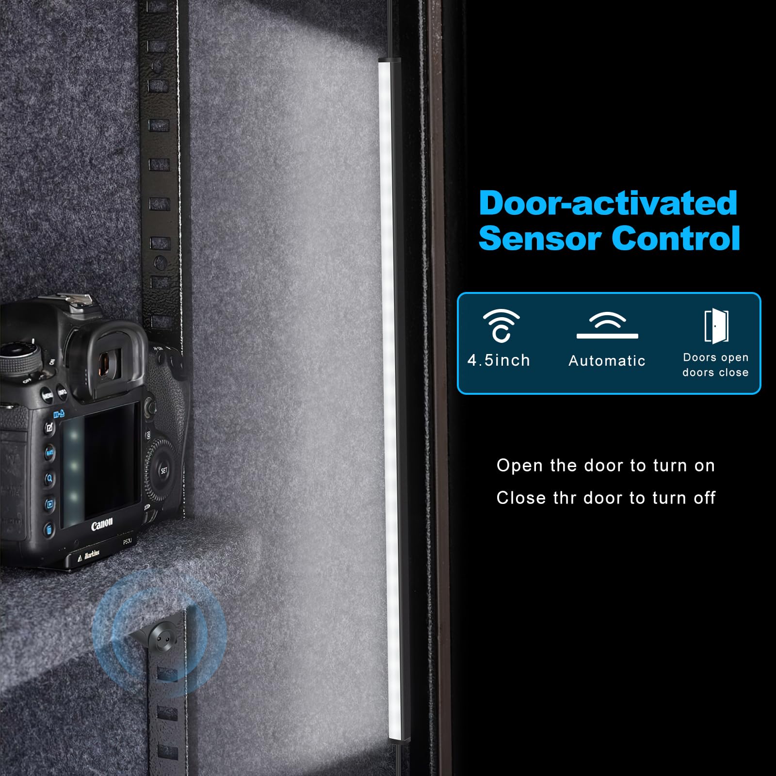 Jusjubr Gun Safe Light Kit - Door Activated Led Lights, 6 Pcs X 12 Inch For Inside Cabinets, Cold White 6000K