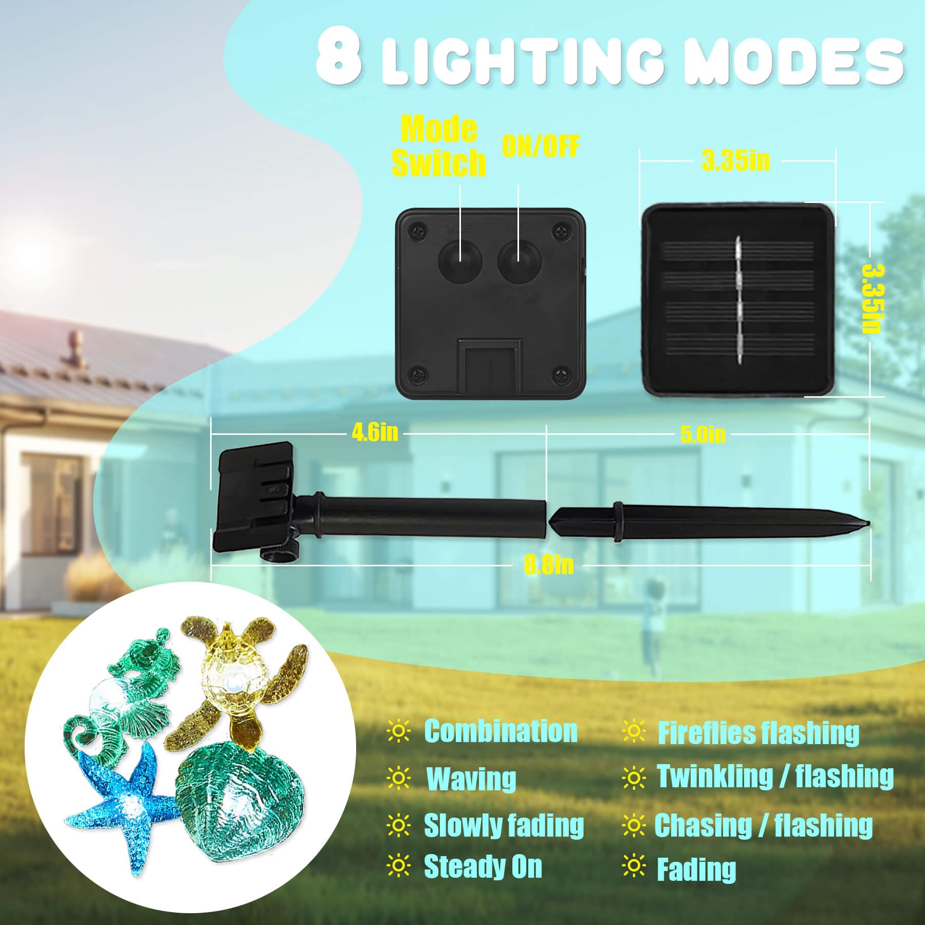 Solar String Lights Outdoor Decorative Fairy Solar Lights For Outside Garden D  Cor Waterproof Sea Life Turtle Seahorse Starfish