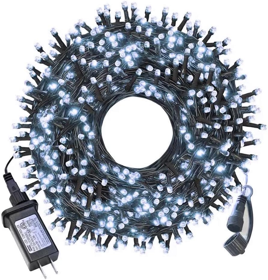 Realization Christmas Lights - 180FT 500 LED Cool White, Waterproof, 8 Modes, UL Certified, Model YLS1000WD01