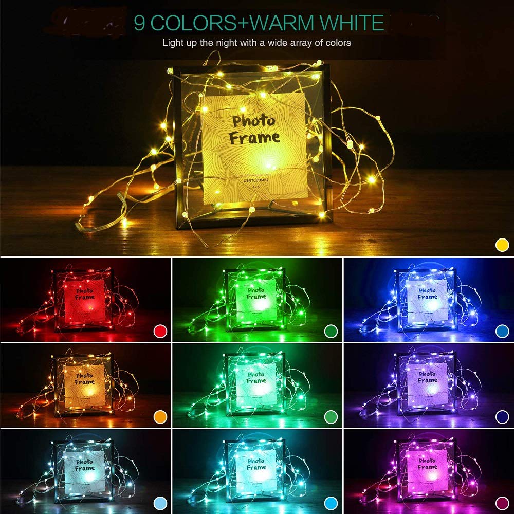 20 Led Photo Clip String Lights, 6.56Ft 10 Color Changing Battery Operated & Usb Fairy Lights With Remote Timer For Hanging Photo Banner, Cards, Memos, Picture Holder, Indoor Ambiance Wall Decor