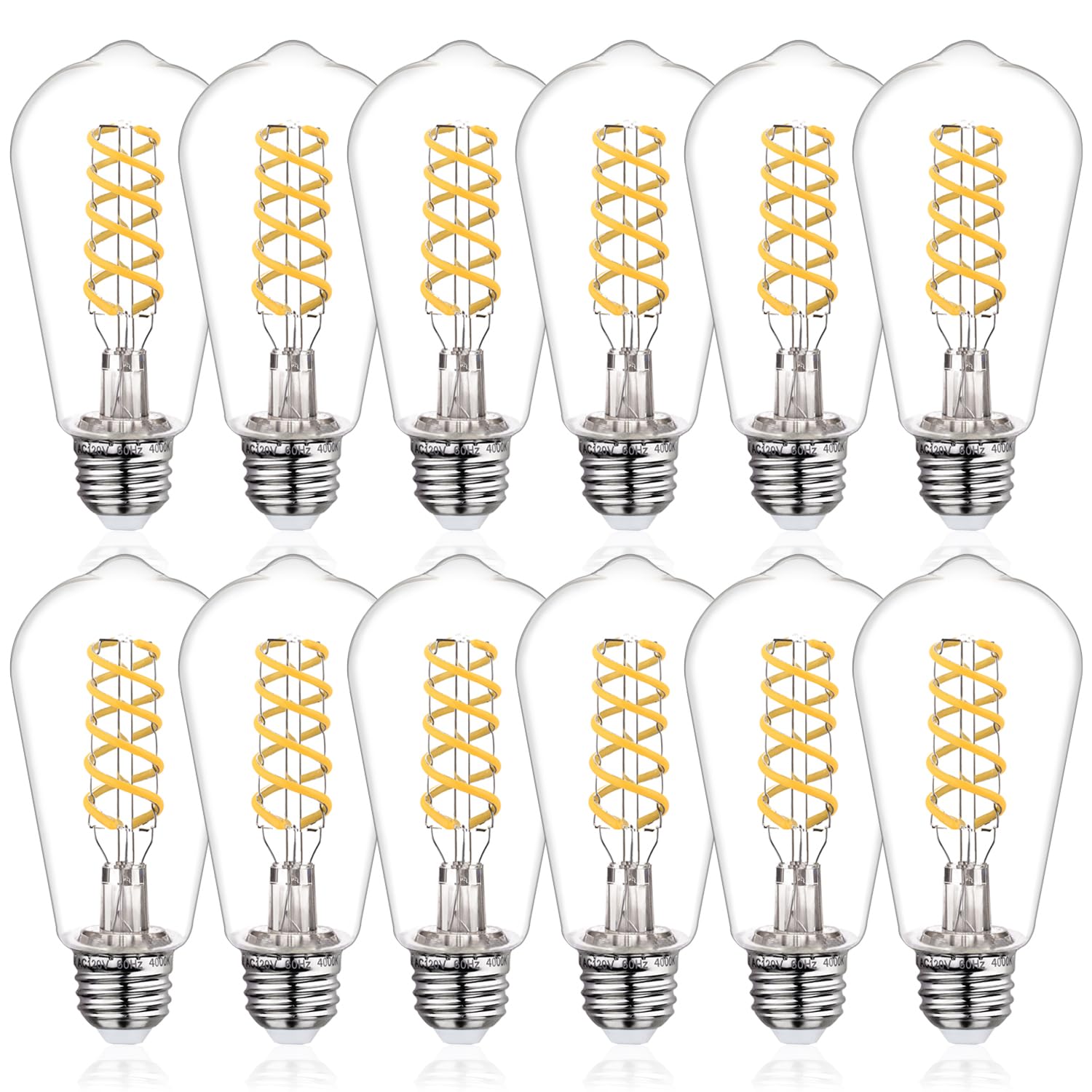 Austin Coast 12 Pcs St58 (St19) Led Edison Bulbs, Dimmable Vintage Antique Led Filament Light Bulbs, 6W Equivalent 60 Watt, Dayl