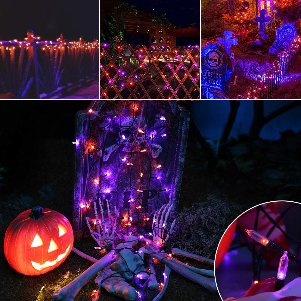 Jnaurb Halloween String Lights, 33Ft 100 Led Waterproof Orange & Purple, 8 Modes & Timer, Model Jt-Elfc300V0200-C