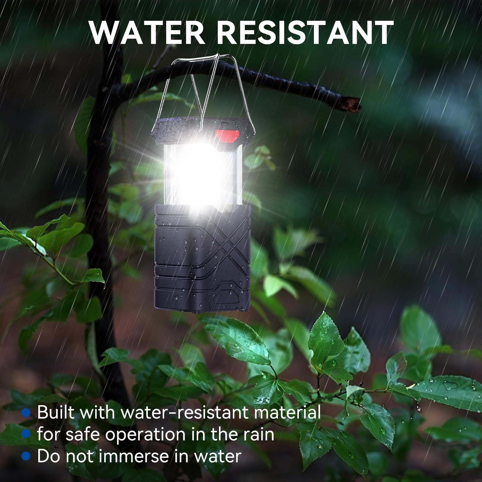 LETMY 4 Pack Rechargeable LED Camping Lanterns, Solar Powered, Hurricane Supplies, Navy Blue, ABS Material