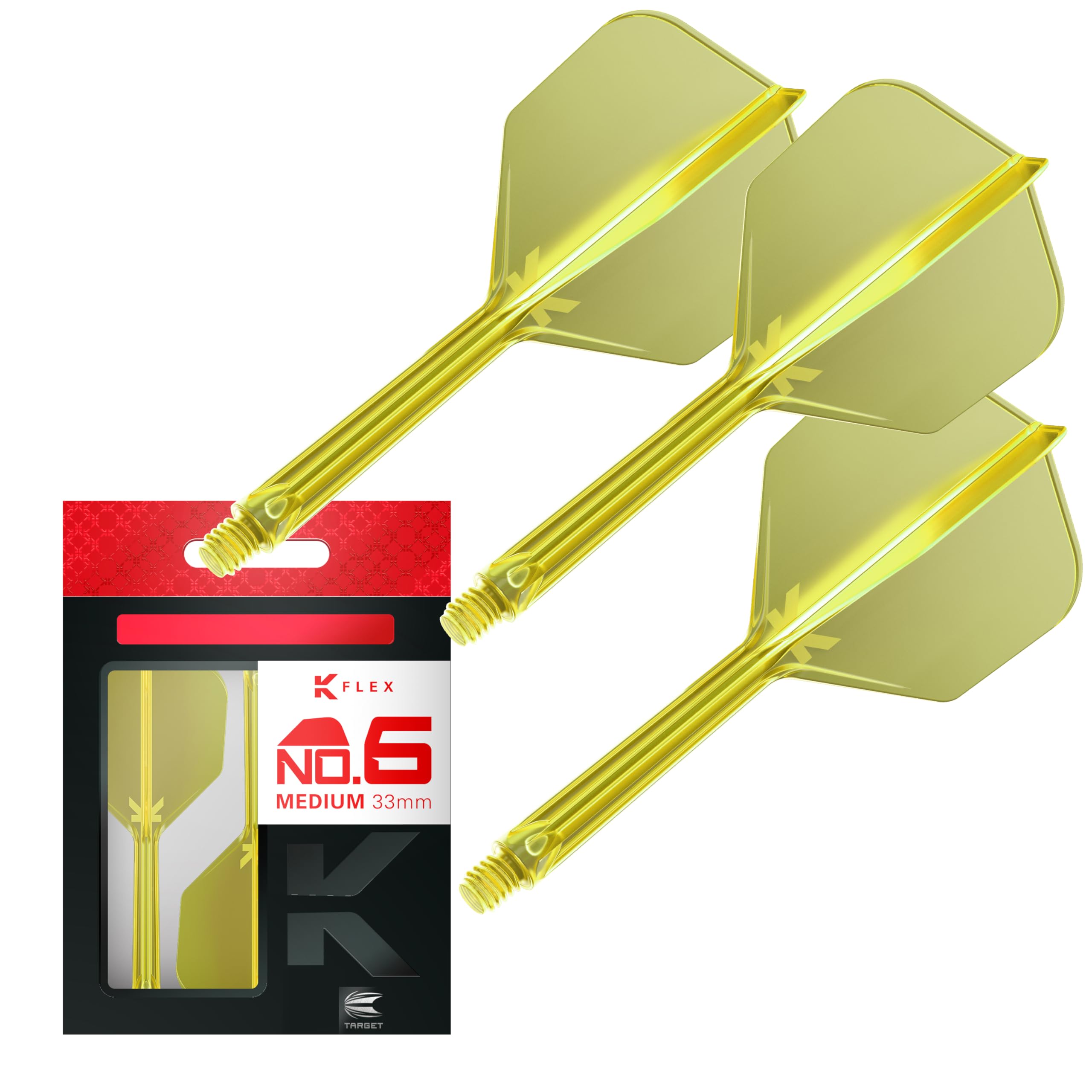 Target Darts Flexible Neon Yellow K-Flex Flight & Shaft, Medium (33mm), Model taf1549