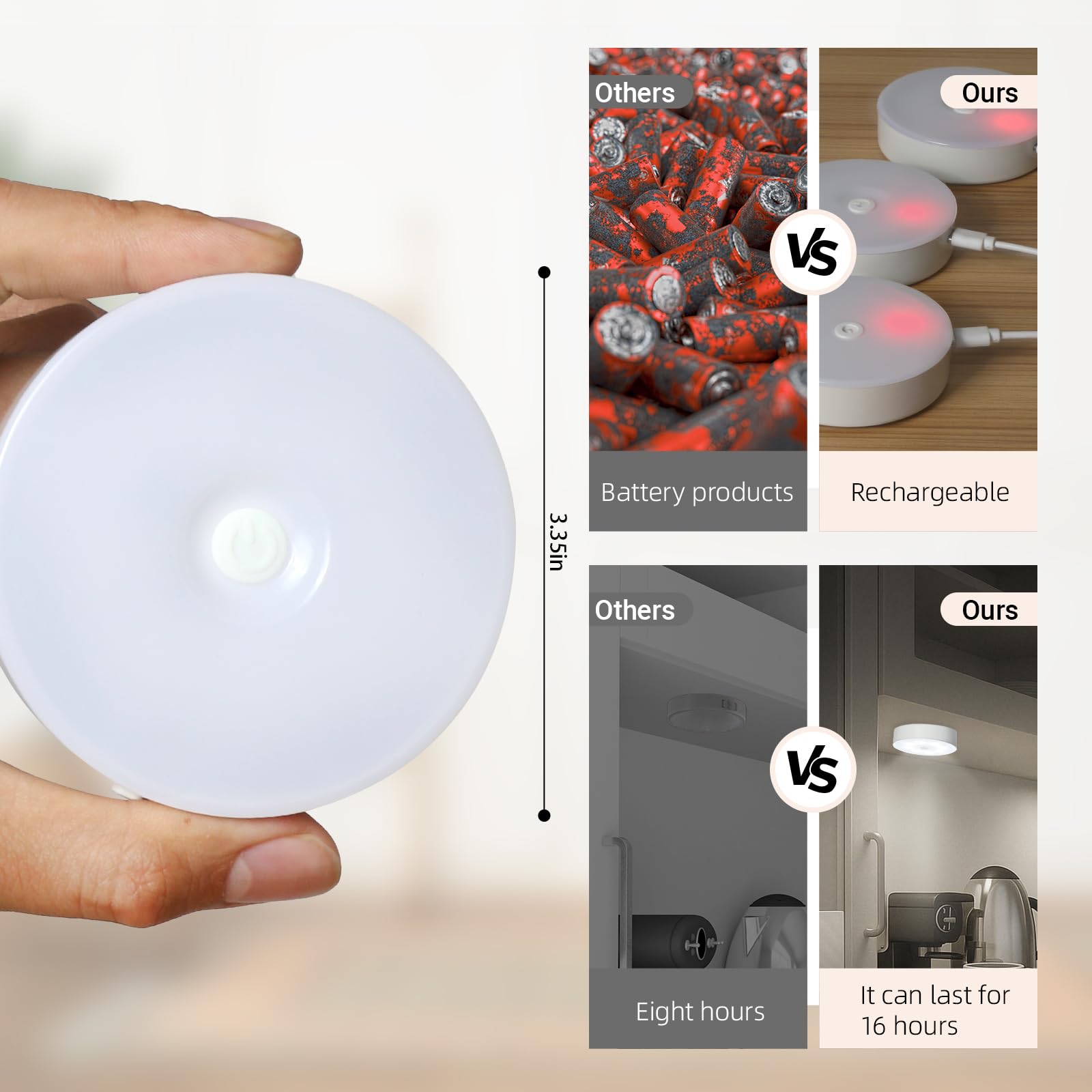 Led Puck Lights with Remote Control 16 Color Changeable USB Rechargeable LED Night Light Battery Operatedfor,Closet,Bedroom Wall