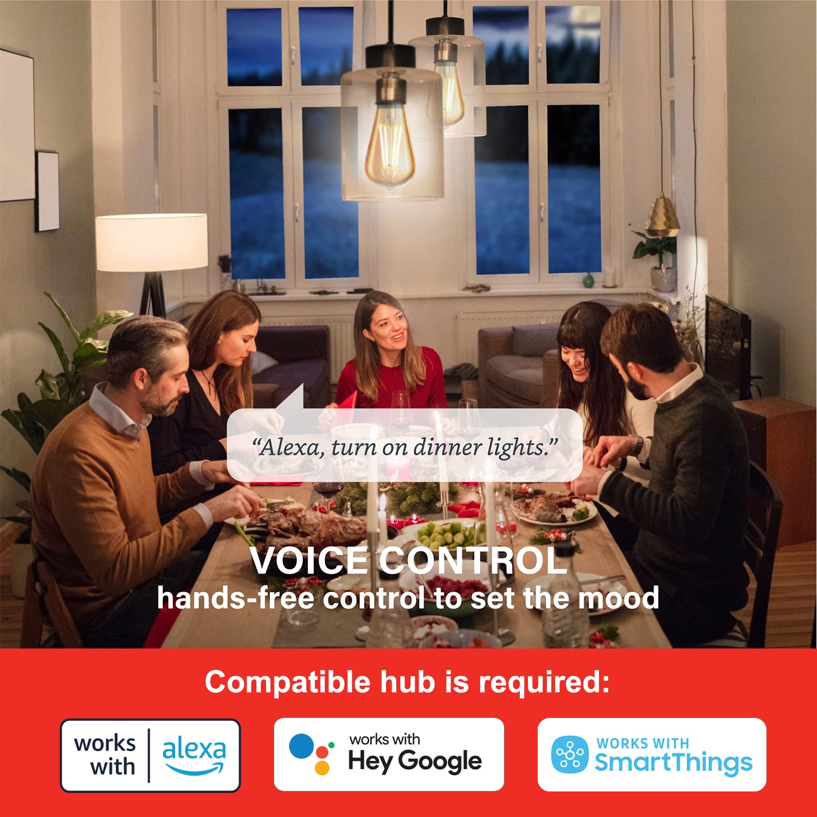 Sengled Zigbee Smart Light Bulbs, 4 Pack, Amber Warm 2000K, E11-N1GW, Voice Control with Alexa & Google Home, Smart Hub Required