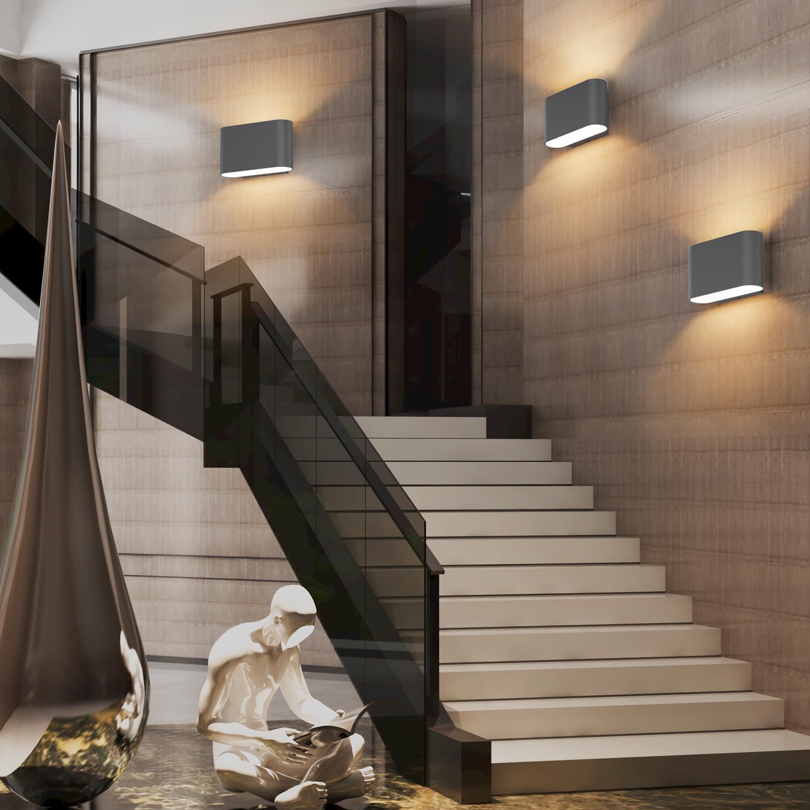 Aipsun Black LED Wall Sconce, Modern Hardwired Indoor Light, Up and Down Mount, 1 Pack, G9 Bulbs, 3000K Warm White, Model HW620