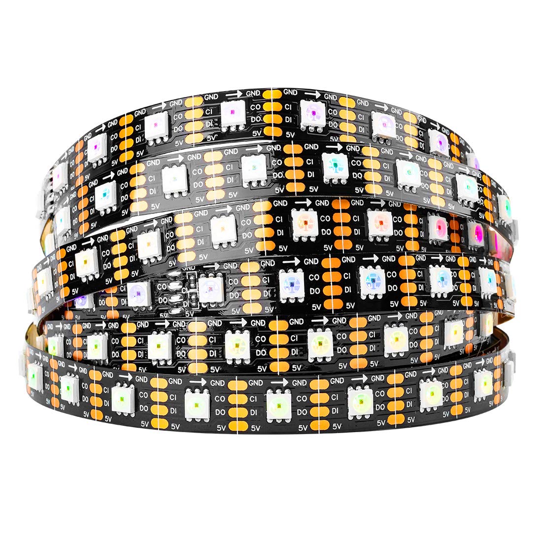 Btf-Lighting Sk9822(Similar To Apa102C) Individually Addressable 16.5Ft 5M 60 Pixels/Leds/M 300Leds Non-Waterproof Black Pcb Data And Clock Separately Dc5V Full Color
