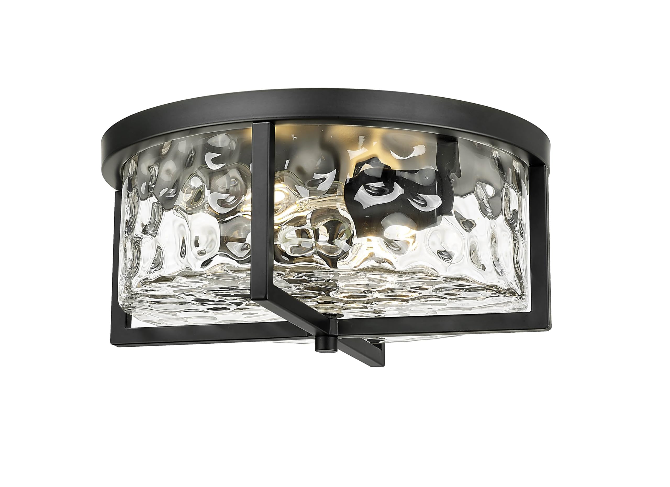 Odeums 13&quot; Hammered Glass Flush Mount Ceiling Light, Oil-Rubbed Bronze For Kitchen & Dining Room