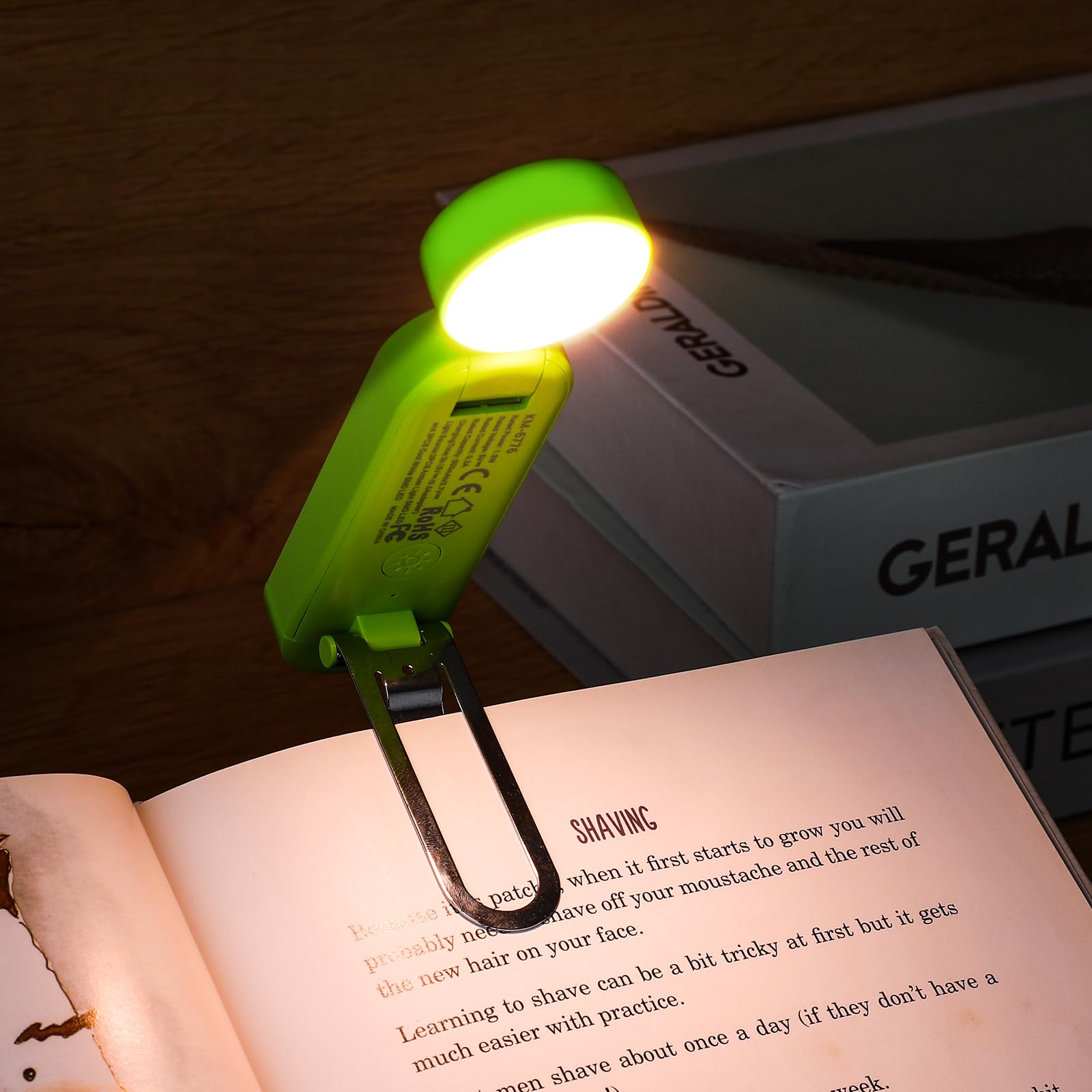 Vavofo Usb Rechargeable Book Light, Blue Light Blocking, Amber Light Clip On Bookmark Shaped Reading Light, Eye Care 6 Leds Book Light For Bookworms Reading In Bed With 9 Lighting Modes (Neon Green)
