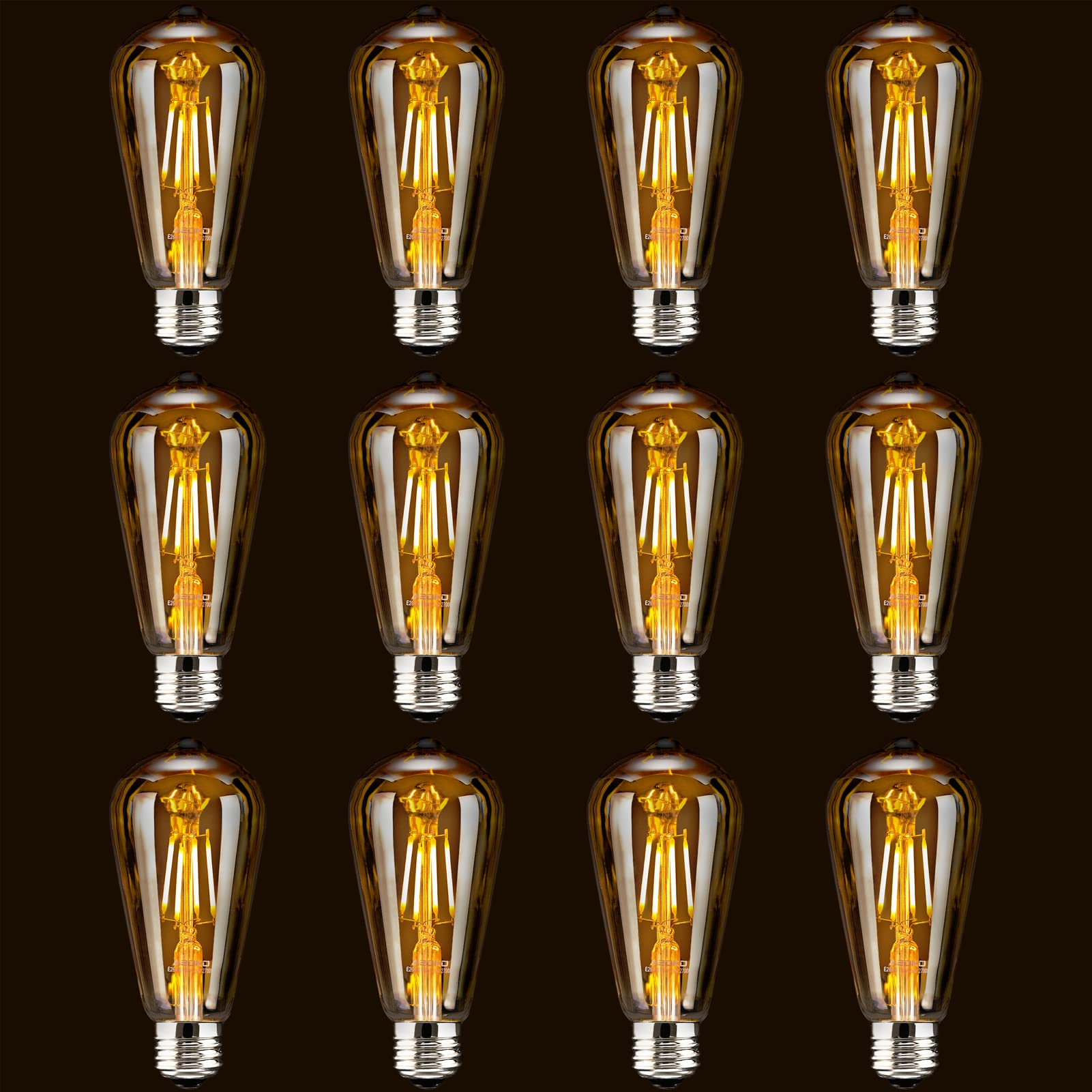 Led Dimmable Edison Light Bulbs 4W Vintage Light Bulb, 2200K-2400K Warm White (Amber Glass), Antique Led Edison Bulbs, Squarrel