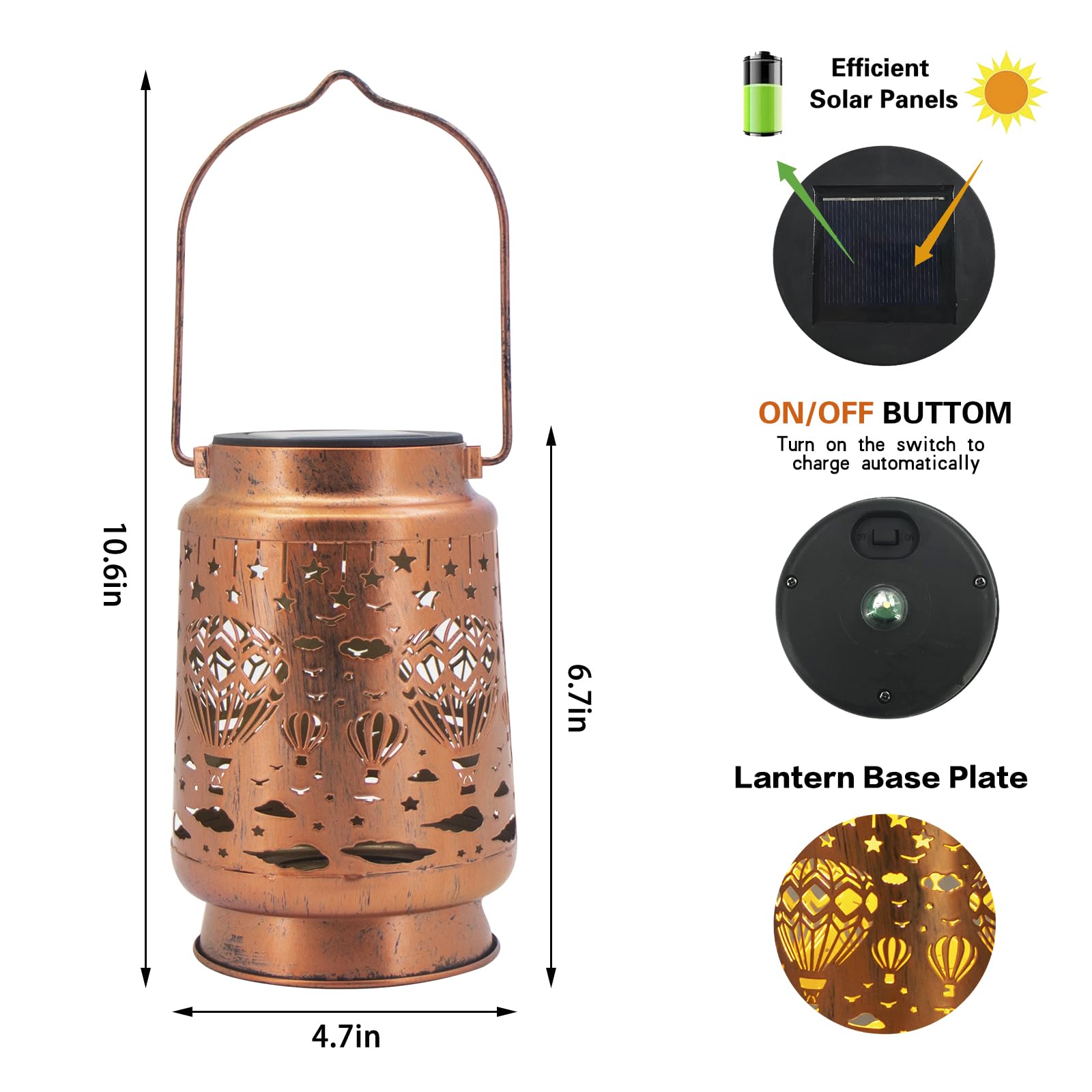 Solar Lanterns Outdoor Garden Decor  Gifts For Women  Mom  Grandma  Birthday  Thanksgiving  Decorative Waterproof Hanging Metal Led Light For Yard  Patio  Lawn  Landscape  Backyard (Hot Air Balloon)