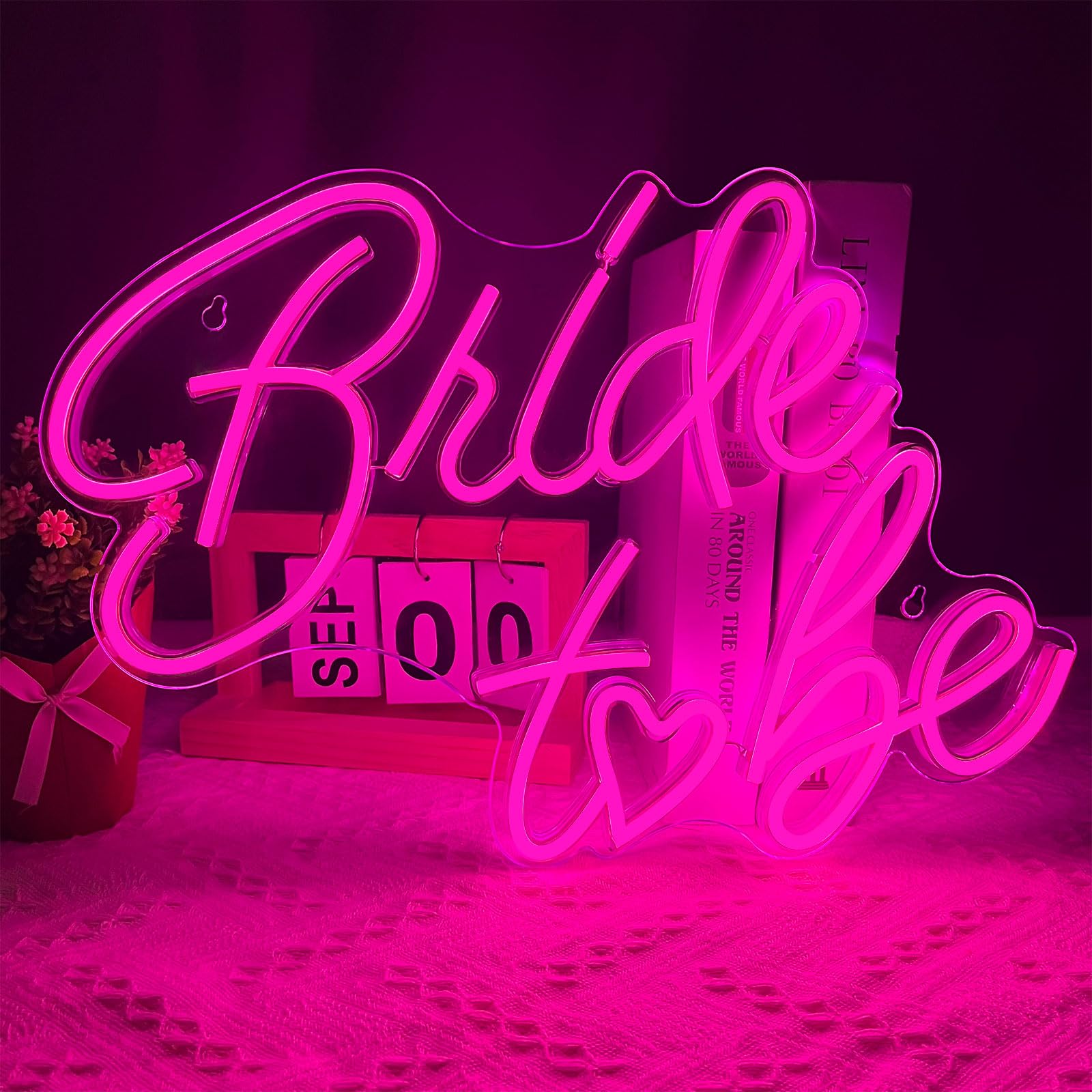 BerniceKelly Bride to be Neon Sign, Pink LED Light, 16.54 x 11.61 inches, USB for Bridal Shower, Bachelorette, Engagement Party