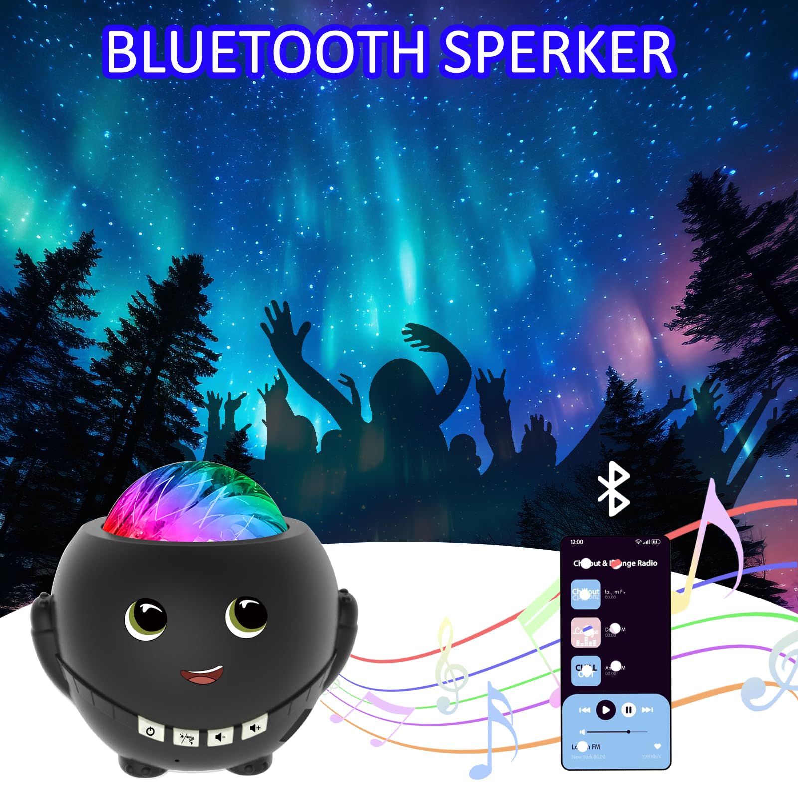 Hongid Star Projector - Galaxy Projector For Bedroom, Kids & Adults, Remote & Timer, Black