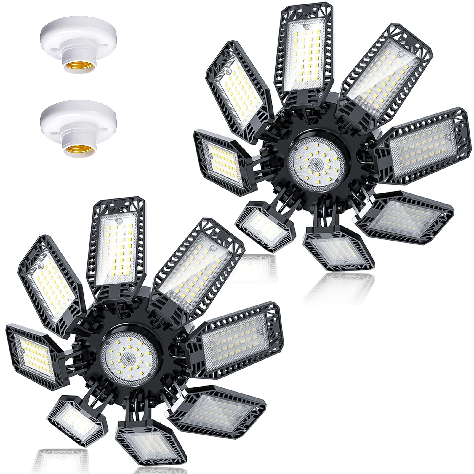 Yibeyyds 240W Garage Light - 24000Lm 6500K Deformable Shop Lights With E26/E27