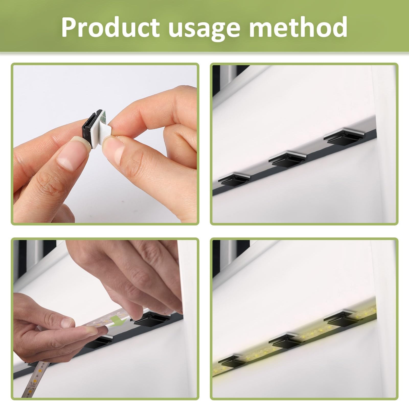 Petknows 80 Pcs Light Strip Mounting Clips Black Self Adhesive Led Light Fasteners Mounting Holder Cable Clamp Organizer For 10M