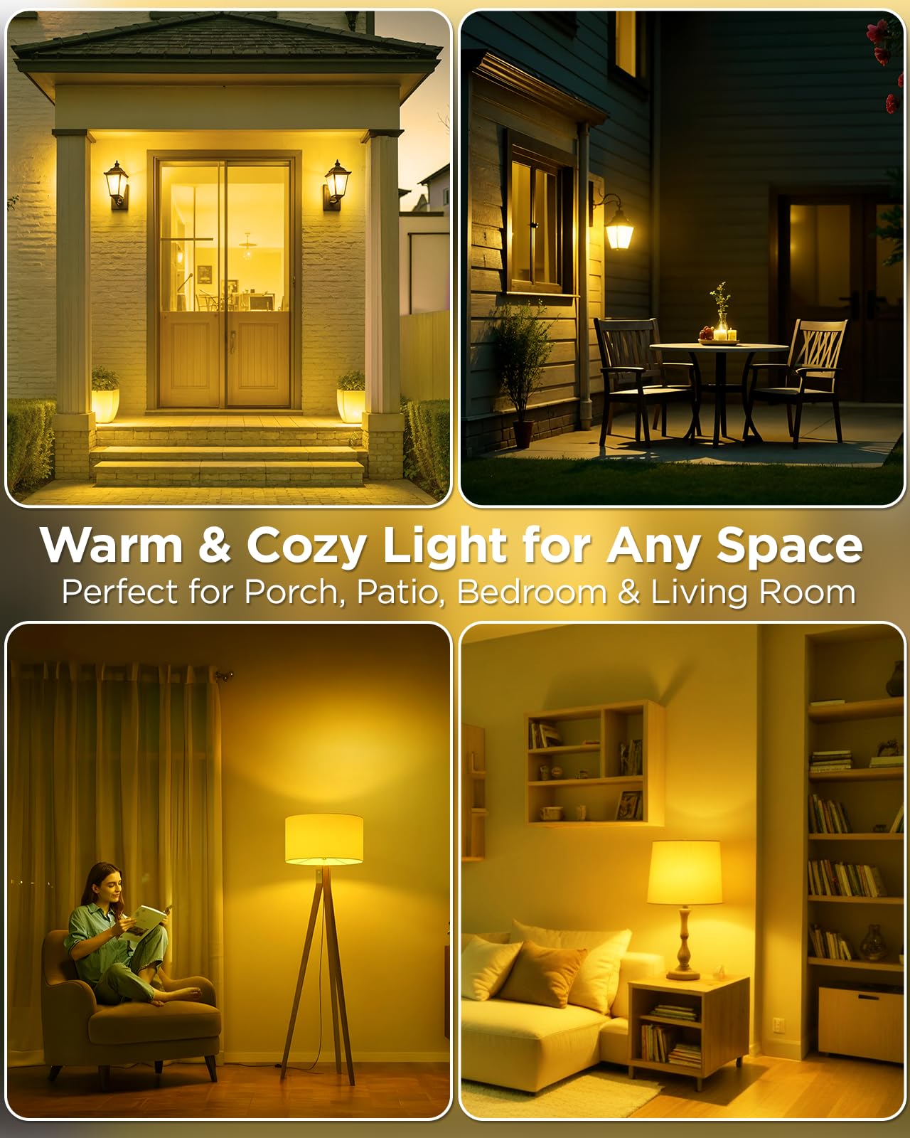 Dorillo A19 Led Yellow Bug Light Bulbs, 8.5W For Porch, Patio, Backyard, 60W Equivalent, 2400K Amber Glow, 600Lm, Non-Dimmable,