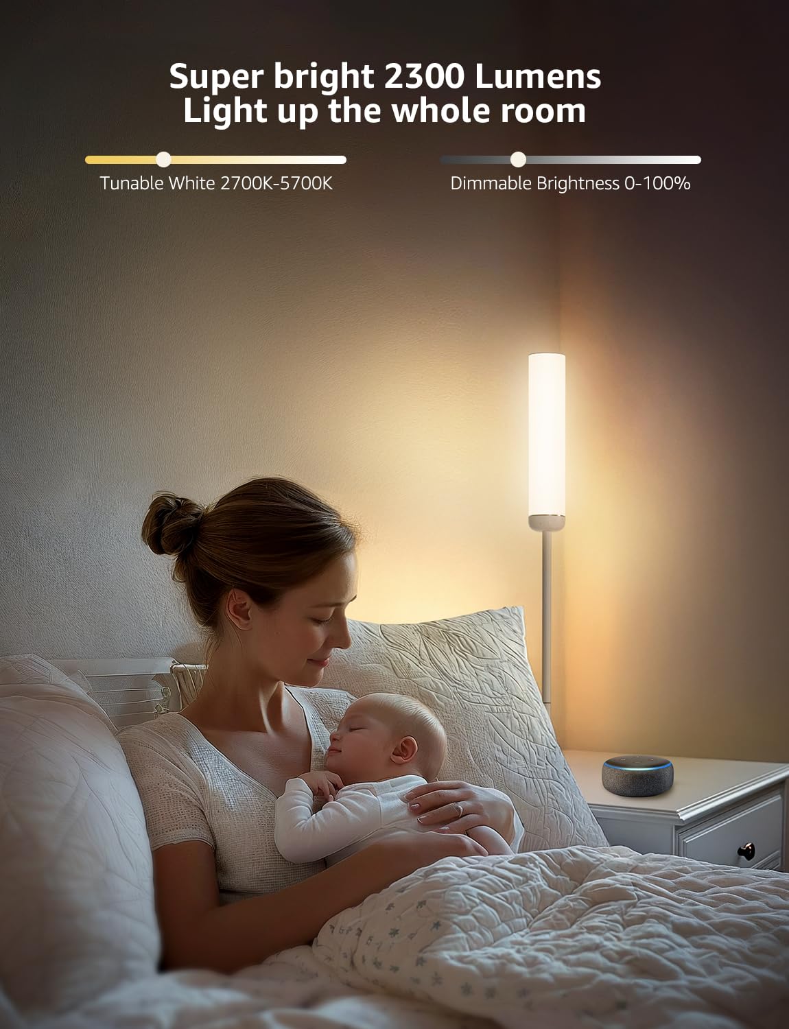 Lepro O1 Ai Floor Lamp, 2300Lm Smart Led Standing Lamp App/Wifi Control, Alexa/Google Assistant Enabled, Modern Floor Lamp With