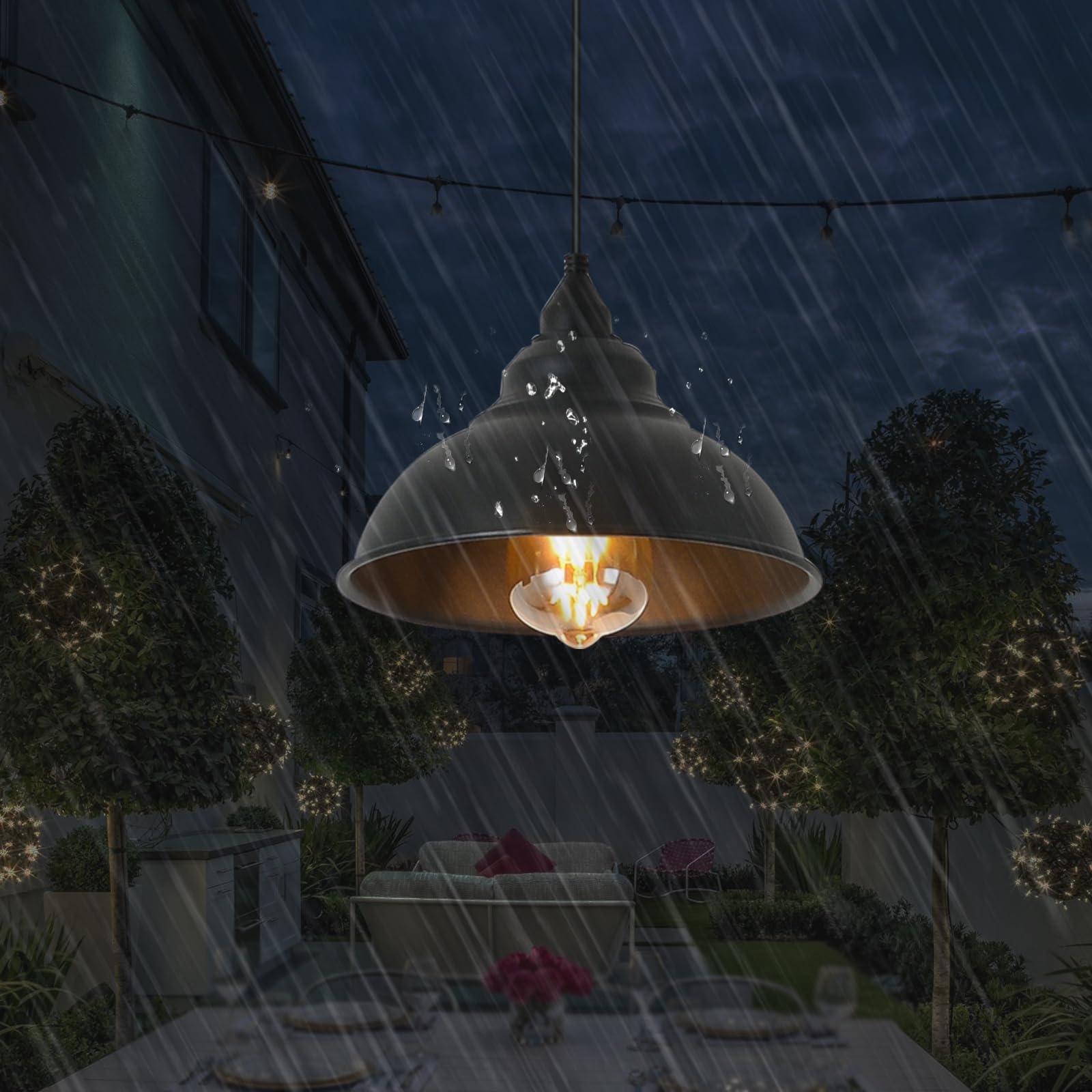 KOLAKODLUX Plug-In Pendant Light Fixture, Black 8" Metal Lampshade, Model MA6015, Stylish Hanging Lamp for Home Decor