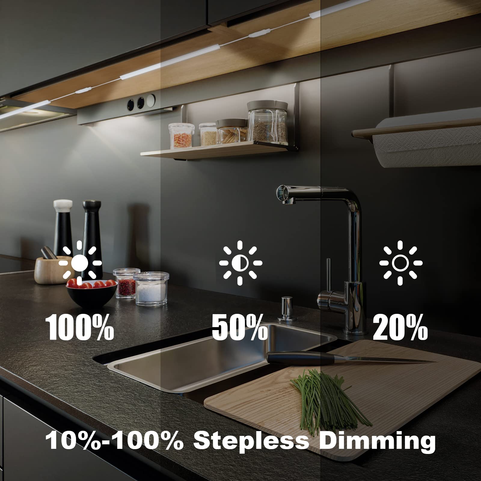 Under Cabinet Lights Plug-In Cold White 6000K, Dimmable Led Under Cabinet Lighting, 4Pcs 12 Inch Under Counter Lights For Kitche