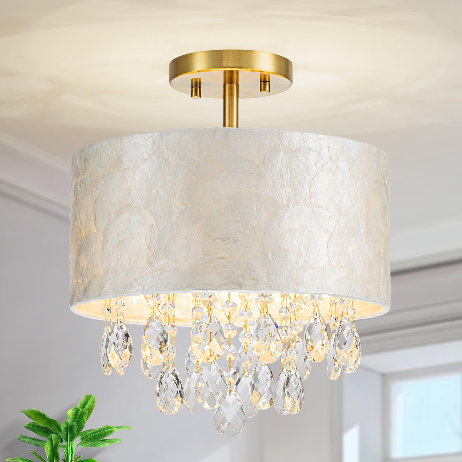 LumFurn 3-Lights Farmhouse Ceiling Light Fixture, Rustic Close to Ceiling Semi-Flushmount, Perfect Lamp for Living Room, Foyer, 