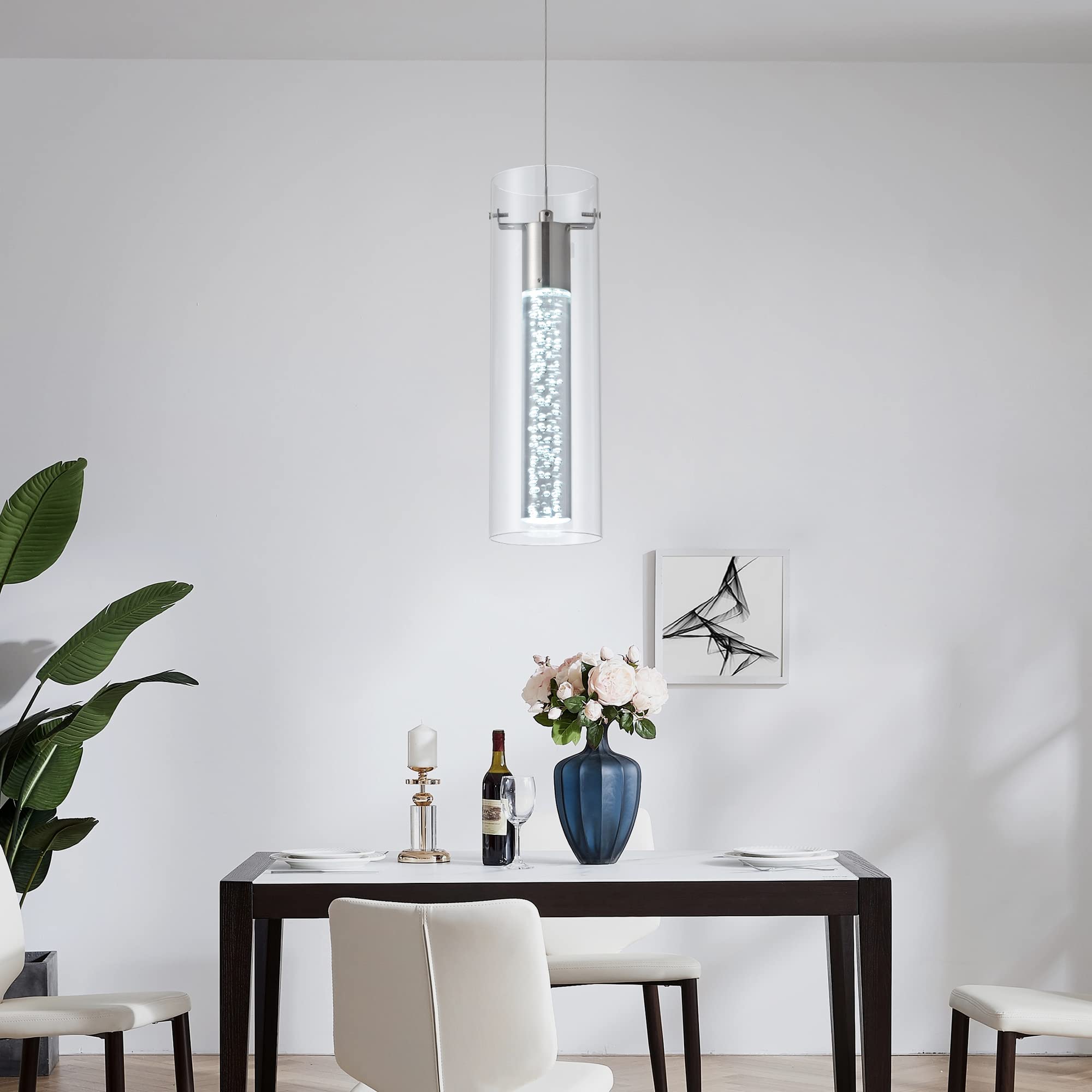 votag Modern Pendant Lighting 3-Pack 24W LED Chandelier Brushed Nickel Model PI-0172A1-24W