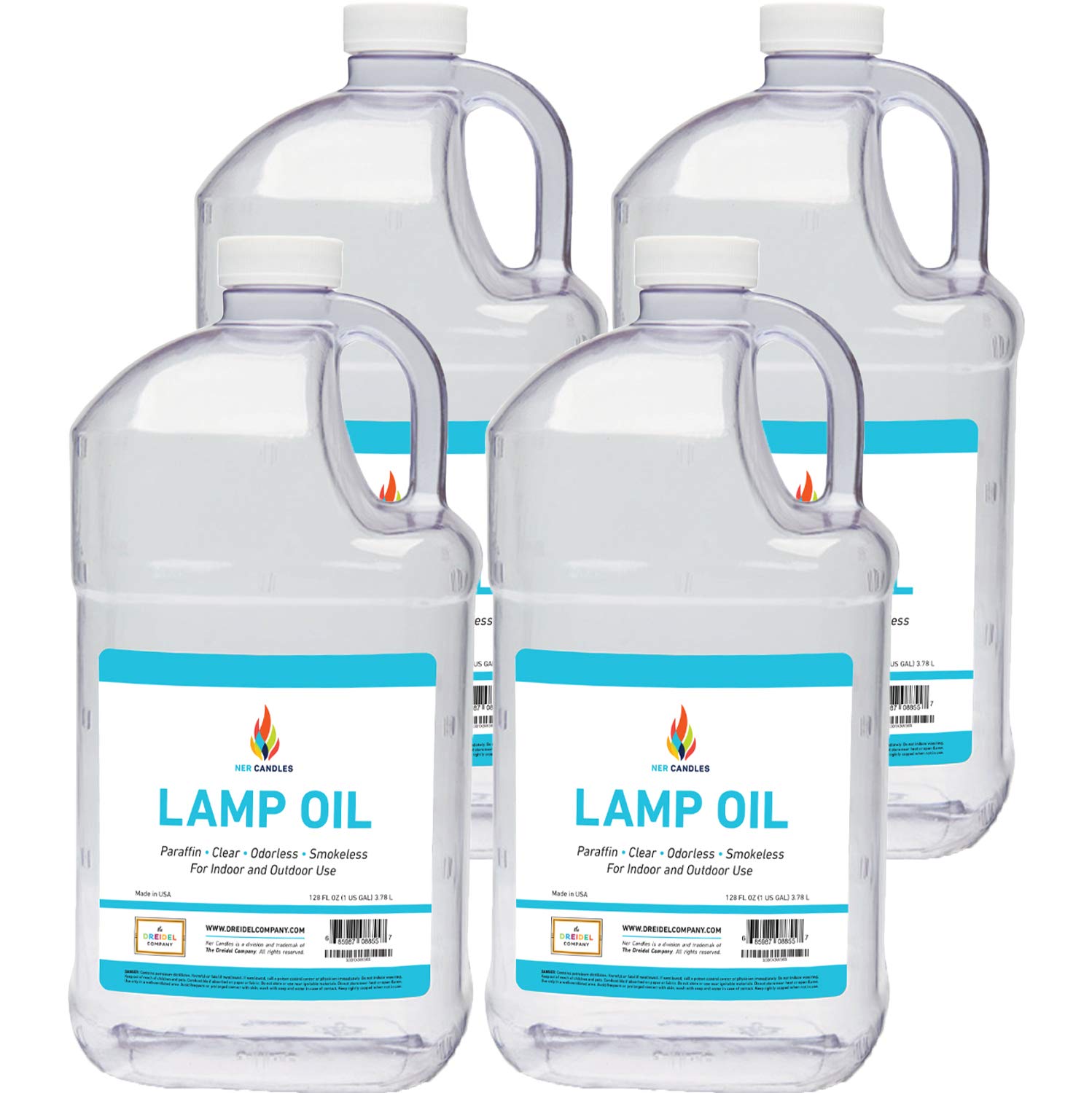 The Dreidel Company Liquid Paraffin Lamp Oil, Smokeless & Odorless, 1 Gallon, Clear, 2 Pack, Model TDC-PLO