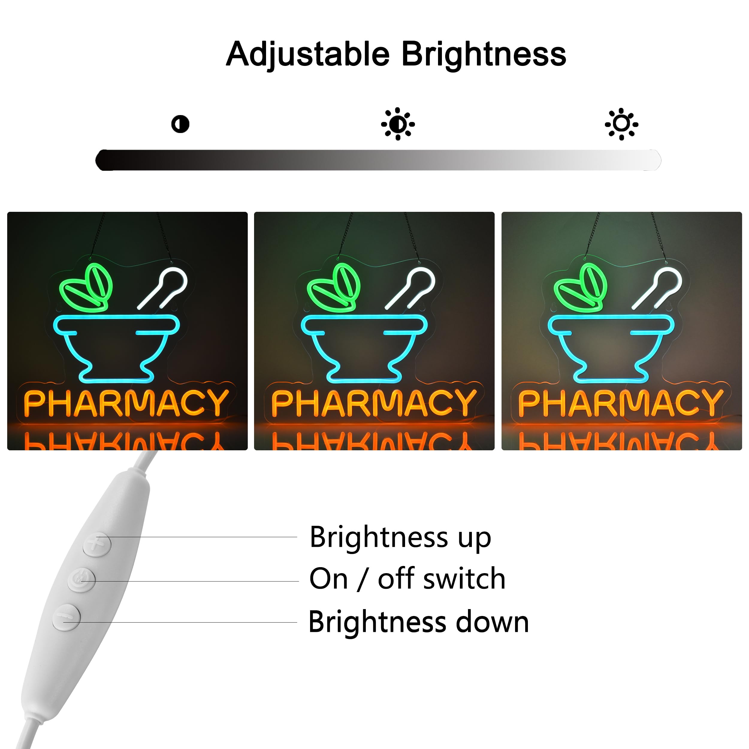 Jomobuty Pharmacy Neon Sign Led Neon Lights For Business Medicine Shop Rx Drug Store Wall Decor Ultra Bright Dimmable Neon Billboard Grand Opening Gift  Usb Powered  16.1 X 12.6