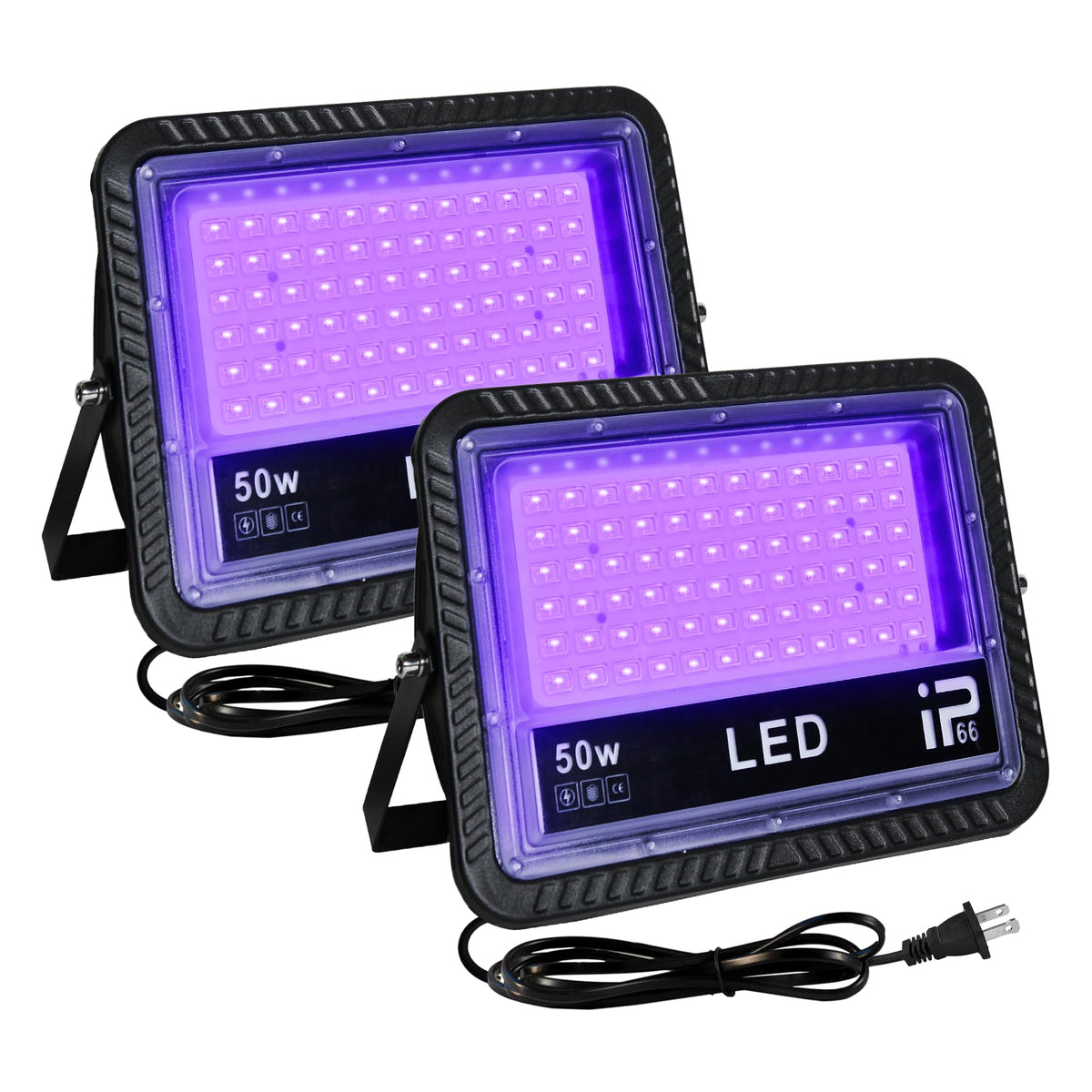OUSIDE 2 Pack 50W LED Blacklight, UV Black Lights for Glow Party, IP66 Waterproof UV Flood Light for Black Light Party, Halloween, Fluorescent Poster, Body Painting,Birthday Party,Glow Day