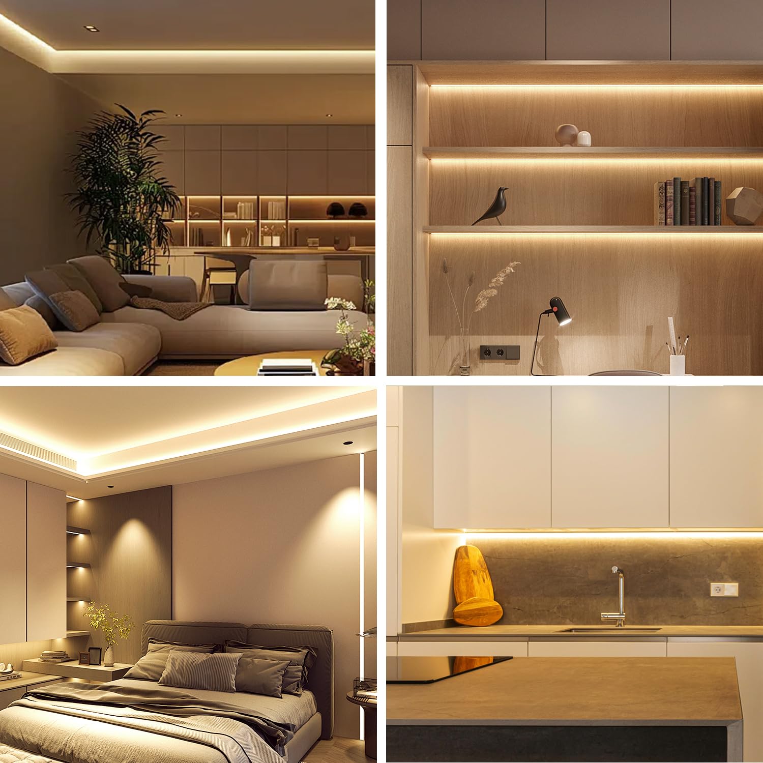 Yeewhale 32.8Ft Cob Led Strip Lights Warm White Dimmable Dc 24V 3000K Flexible Led Tape Light For Bedroom, With Remote And App Control Led Tape Lights,For Diy Home Decoration