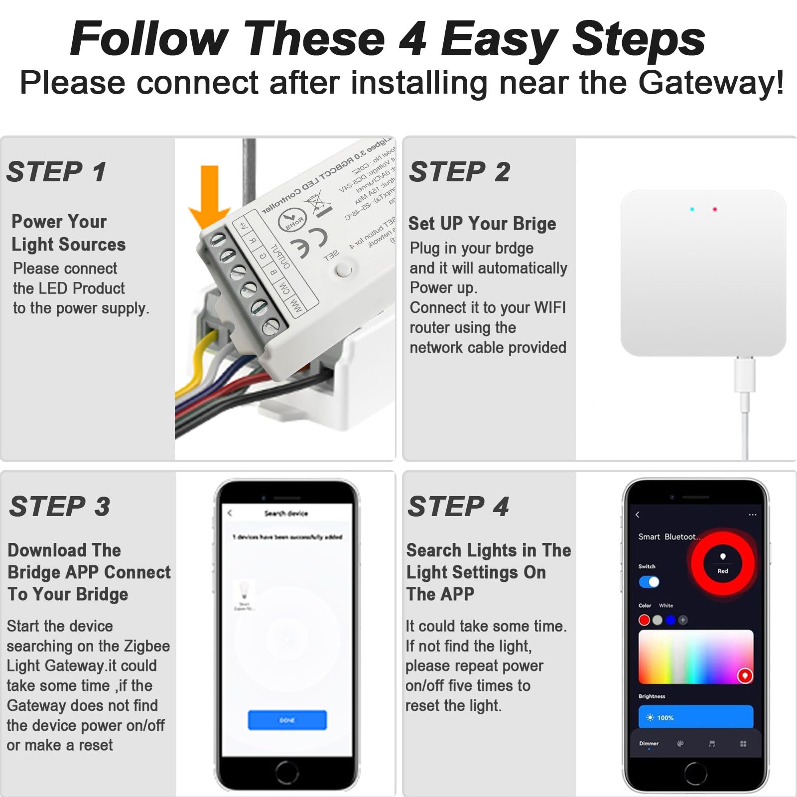 Tunichx Zigbee 3.0 Led Controller C01Z Single Color Pwm Led Strip Bulb Dimmer Compatible With Echo Plus Philip H-Ue Home-Kit Zig