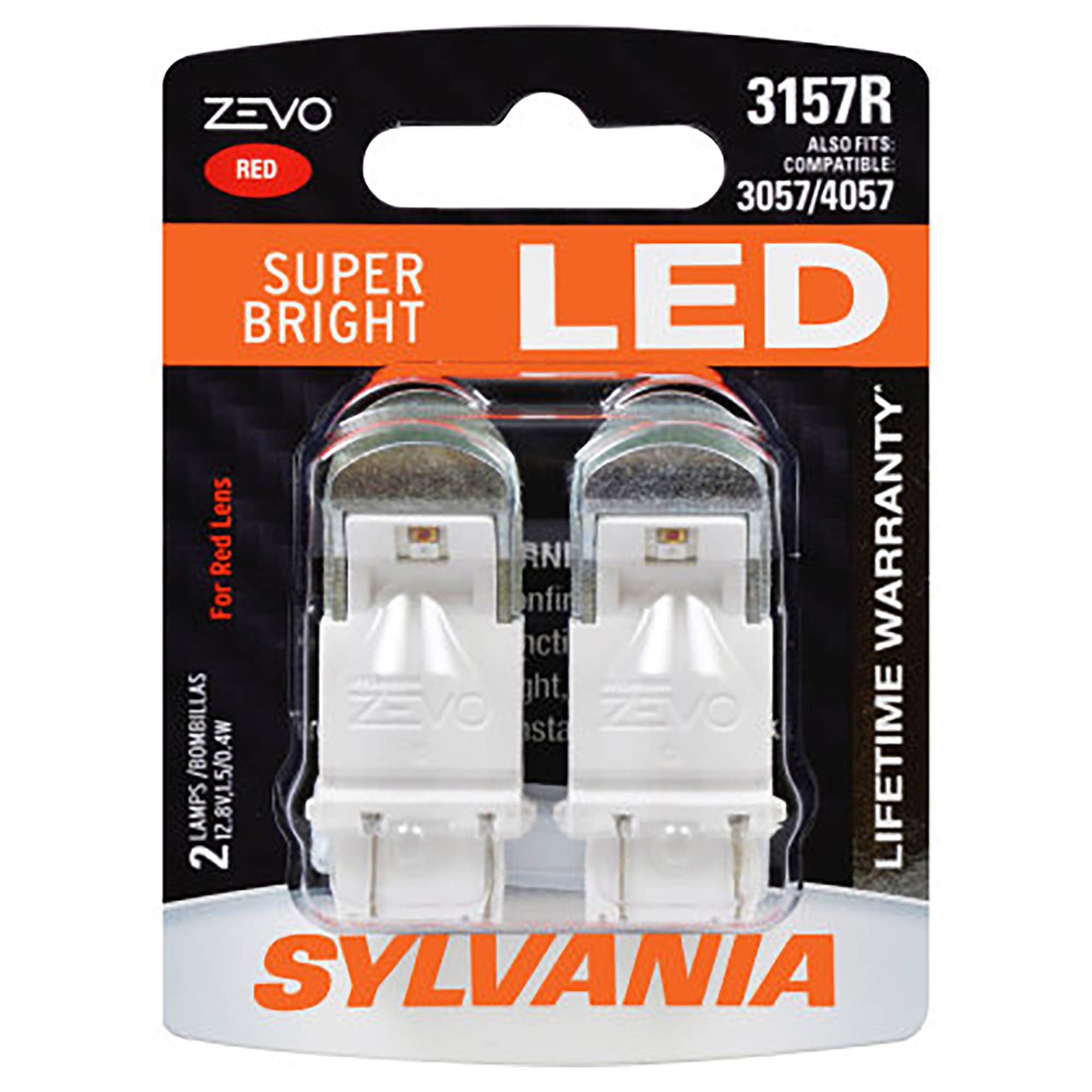 SYLVANIA 3157 ZEVO LED Red Bulb - Bright LED Bulb for Stop and Tail Lights - 2 Count
